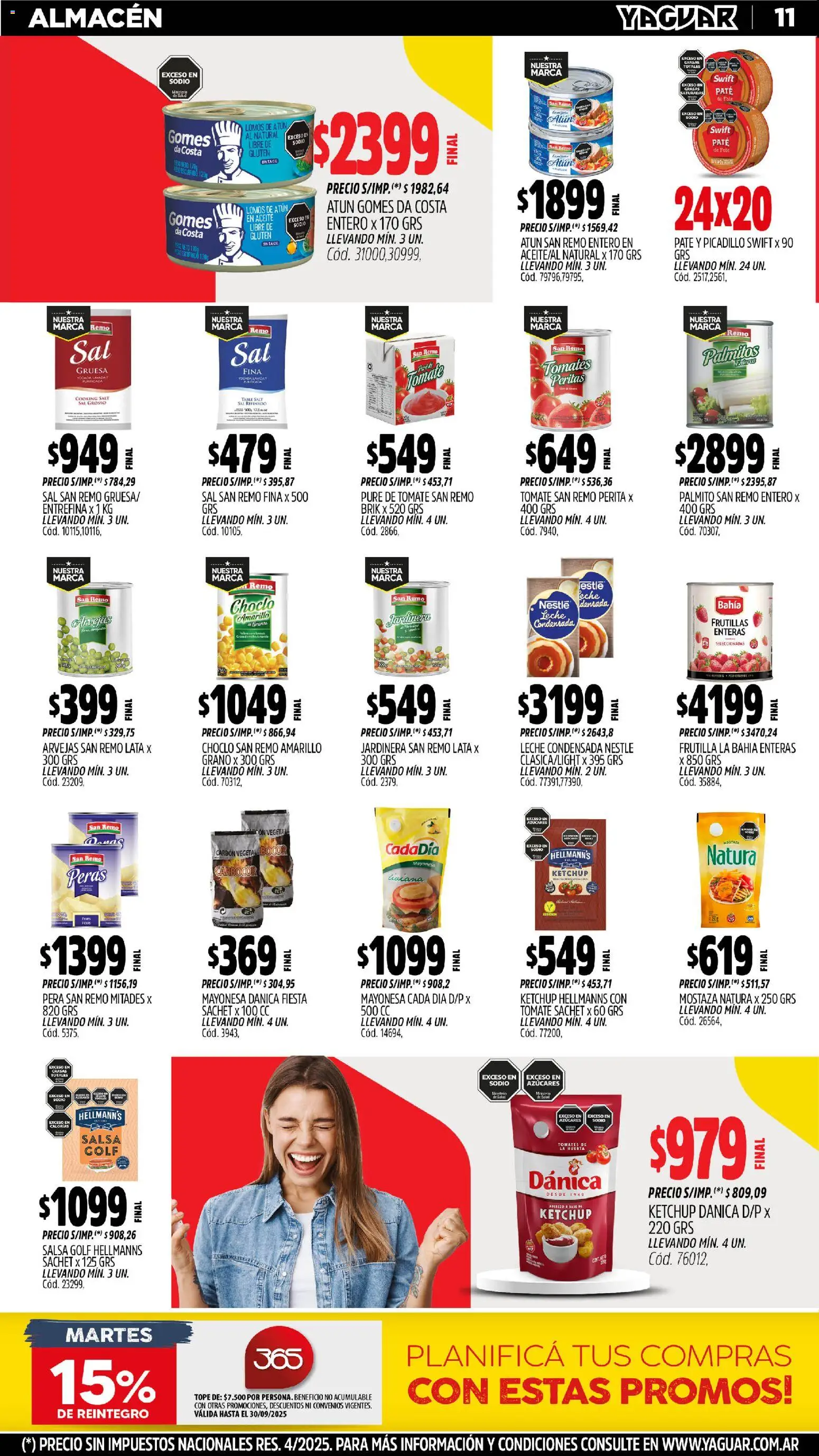 Yaguar - Jujuy │ válido desde el 27.10.2025 | Página: 11 | Productos: Choclo, Atún, Palmitos, Pure de Tomate