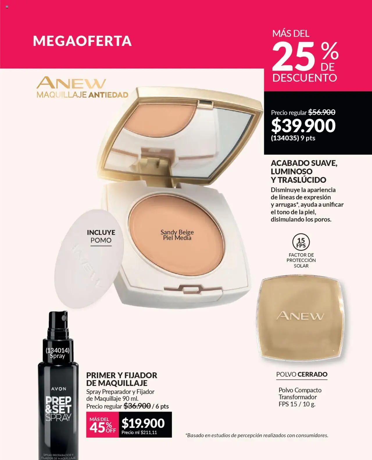 Avon revista - valida desde el 12.09.2025 | Página: 34 | Productos: Polvo compacto, Fijador, Maquillaje, Polvo
