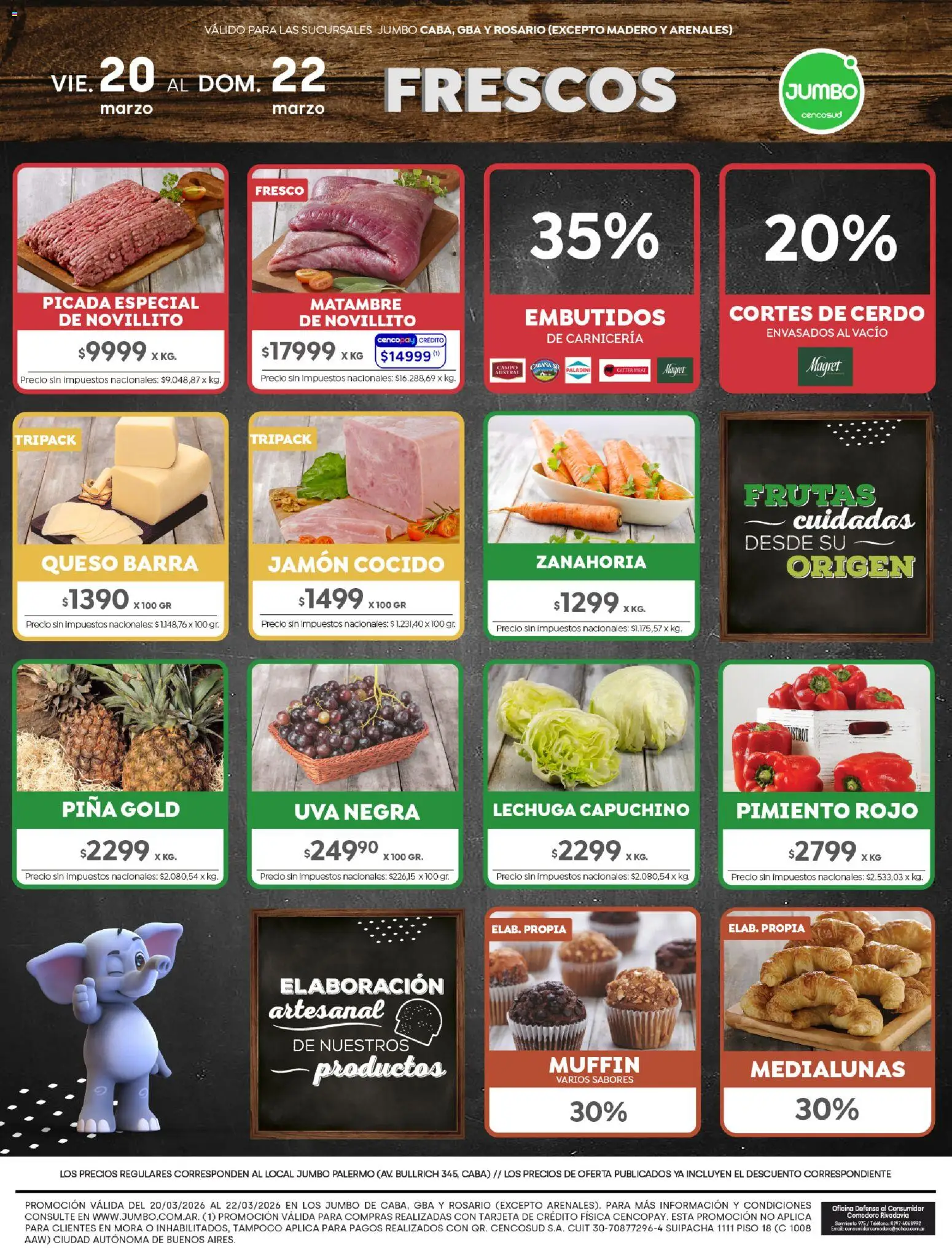Jumbo - Ofertas | Rosario │ válido desde el 20.03.2026 | Página: 8 | Productos: Jamón cocido, Queso, Piña, Zanahoria