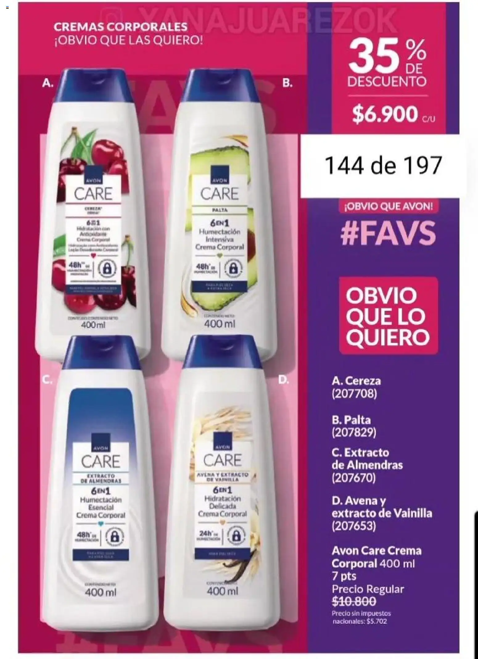Catálogo AVON Campaña 15/2025 │ válido desde el 23.10.2025 | Página: 126 | Productos: Almendras, Avena, Palta, Crema