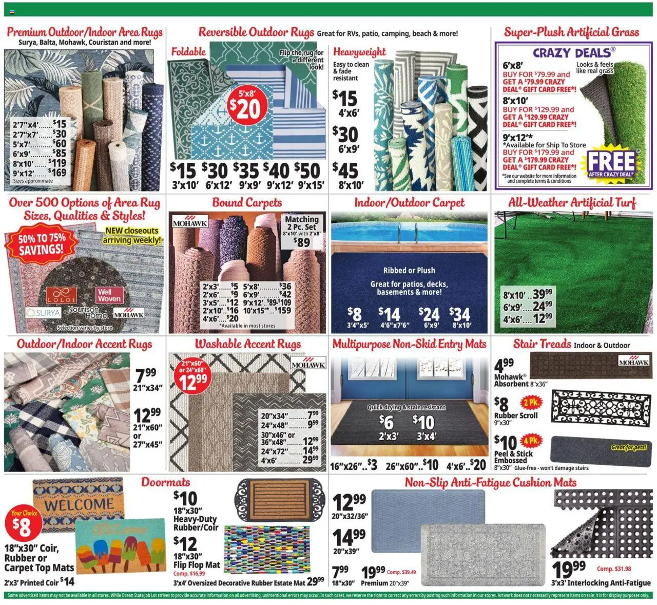 Ocean State Job Lot Weekly Ad - valid from 14.08.2025 | Page: 9 | Products: Carpet, Cushion