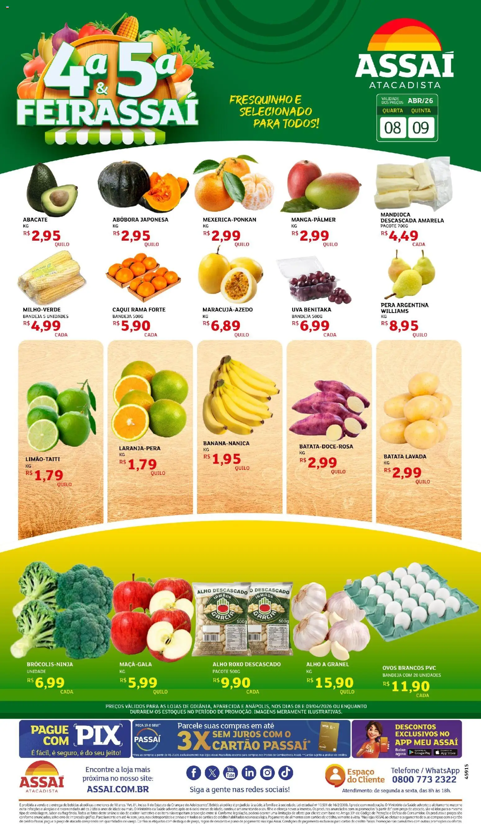 Assaí Atacadista Folheto - válido de 08.04.2026 | Página: 1 | Produtos: Ovos, Pneus, Base, Bandeja
