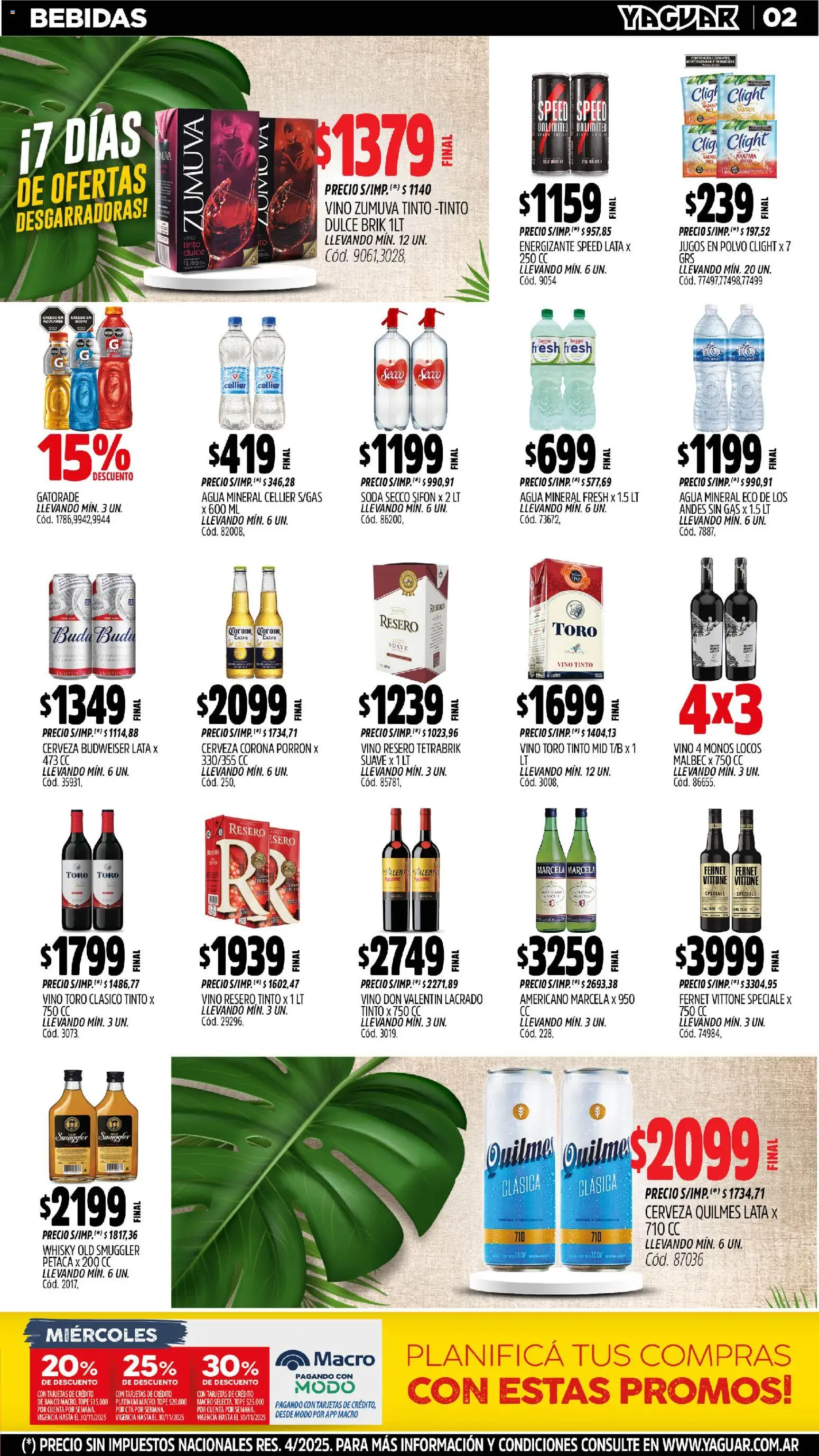 Yaguar - San Juan │ válido desde el 10.11.2025 | Página: 2 | Productos: Fernet, Soda, Vino, Cerveza