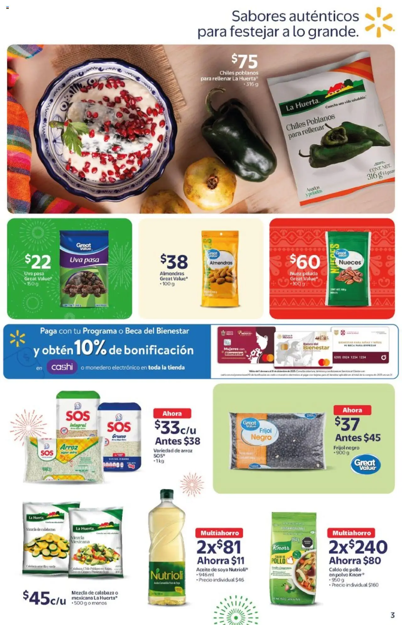 Nuevas ofertas de Walmart válidas en toda la República Mexicana desde el 08.09.2025. ¡Encuentra las mejores ofertas en Walmart - Folleto Tu Noche Mexicana! | Página: 3 | Productos: Monedero, Uva, Nuez, Polvo