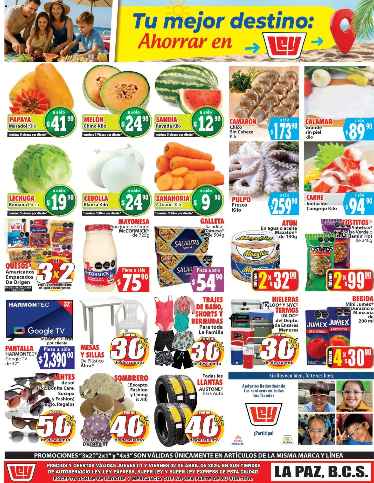 Nuevas ofertas de Casa Ley válidas en toda la República Mexicana desde el 01.04.2026. ¡Encuentra las mejores ofertas en Casa Ley folleto Autoservicio La Paz, BCS! | Página: 2 | Productos: Limón, Aceite, Jugo, Té