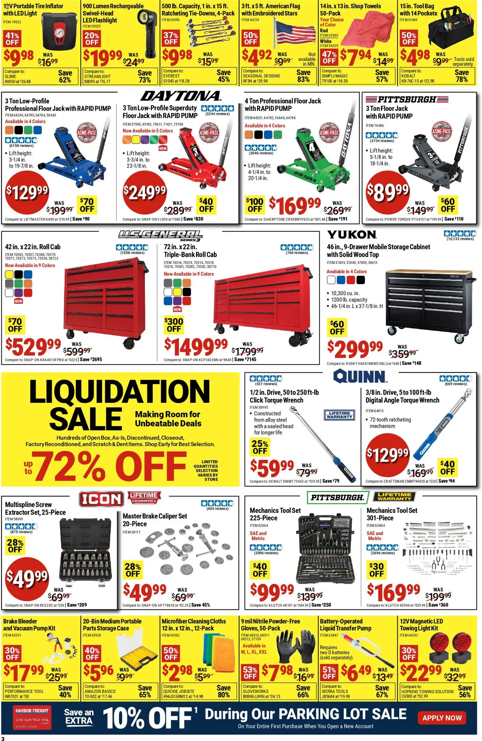 Harbor Freight Weekly Ad - valid from 02.03.2026 | Page: 3 | Products: Pump, Screw, Tire, Cleaning cloths