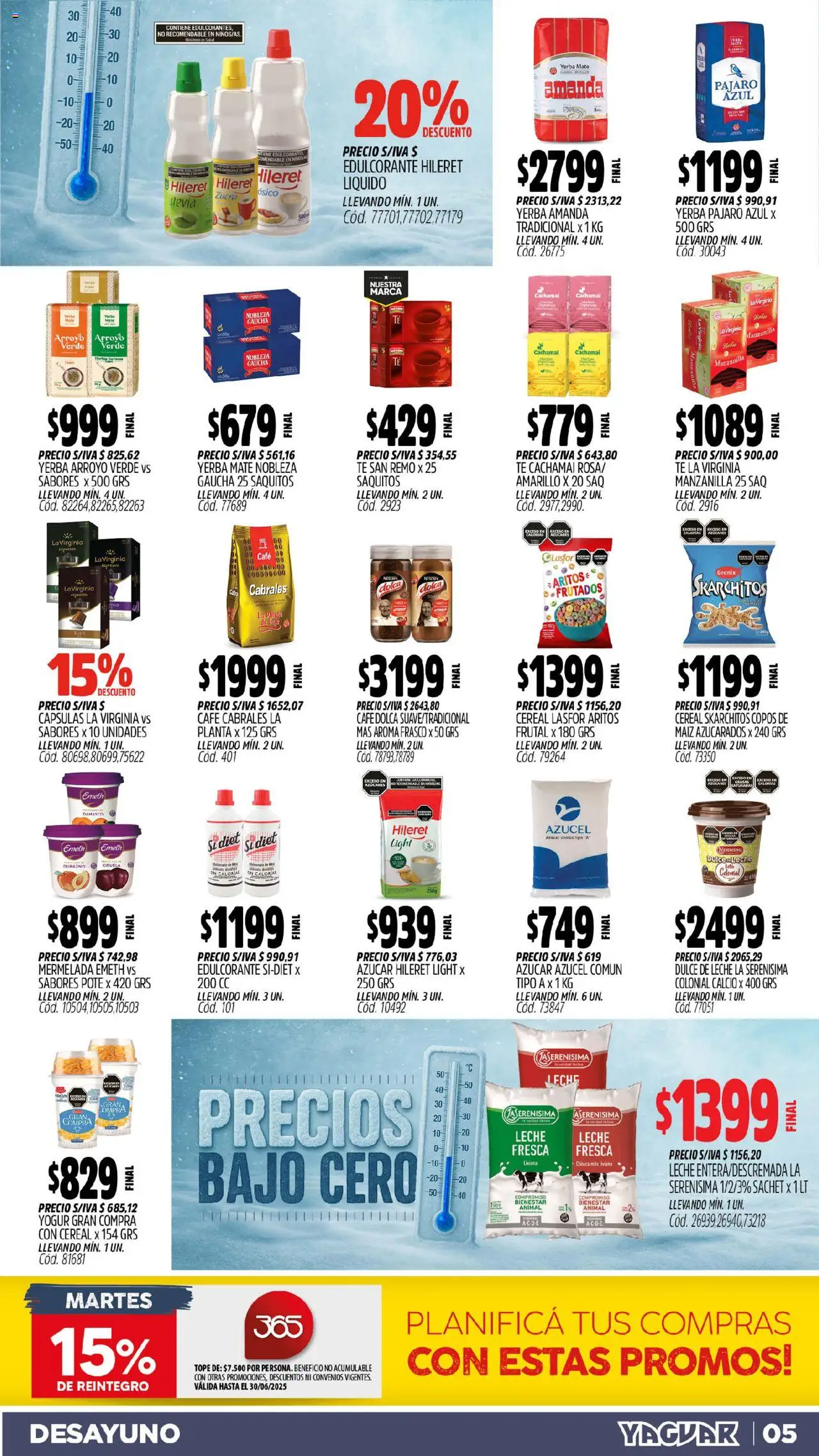 Yaguar - Mar del Plata │ válido desde el 16.06.2025 | Página: 5 | Productos: Azucar, Dulce de leche, Yogur, Té