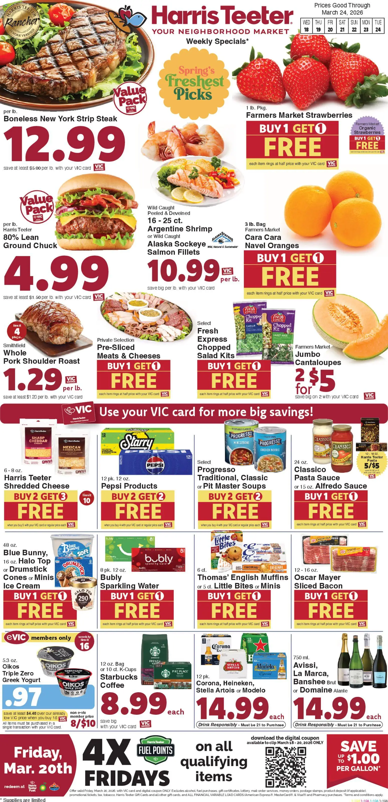 Harris Teeter Weekly Ad - SC - valid from 18.03.2026 | Page: 1 | Products: Kale, Pork, Oranges, Ice cream