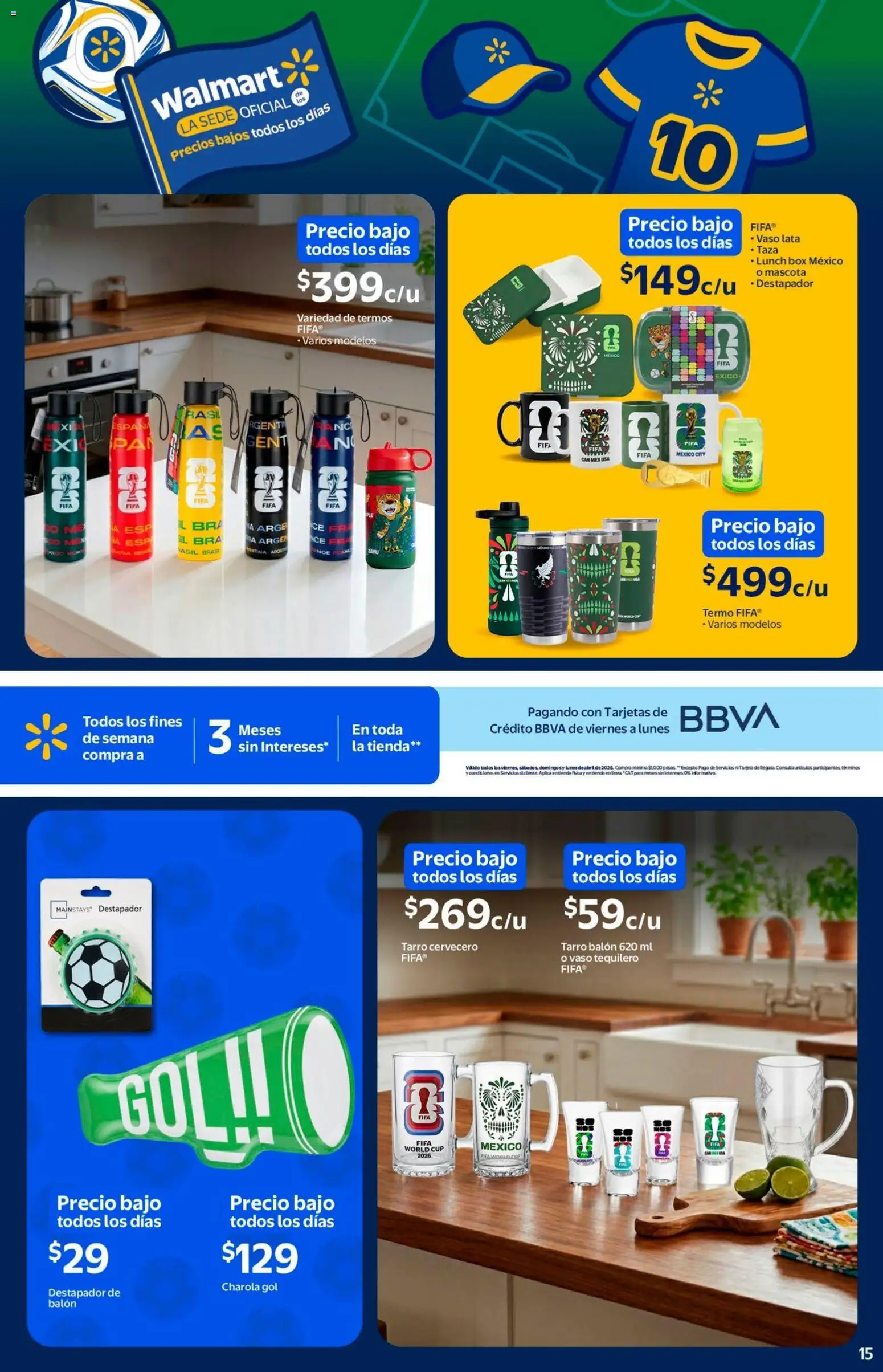 Nuevas ofertas de Walmart válidas en toda la República Mexicana desde el 23.04.2026. ¡Encuentra las mejores ofertas en Walmart folleto! | Página: 15 | Productos: Taza, Destapador, Termo