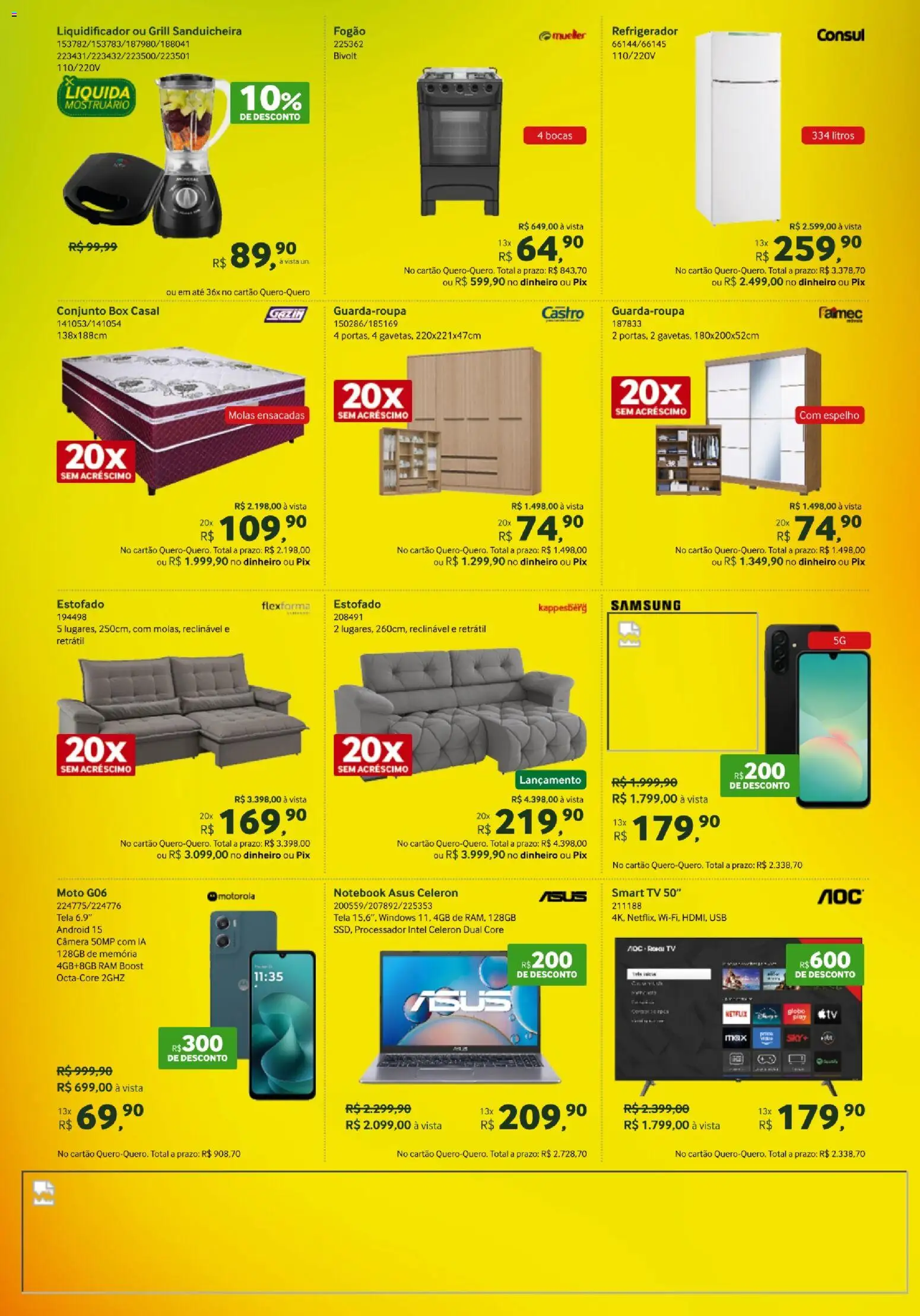 Lojas Quero-Quero Folheto - válido de 13.01.2026 | Página: 2 | Produtos: Sanduicheira, Refrigerador, smart TV, Câmera