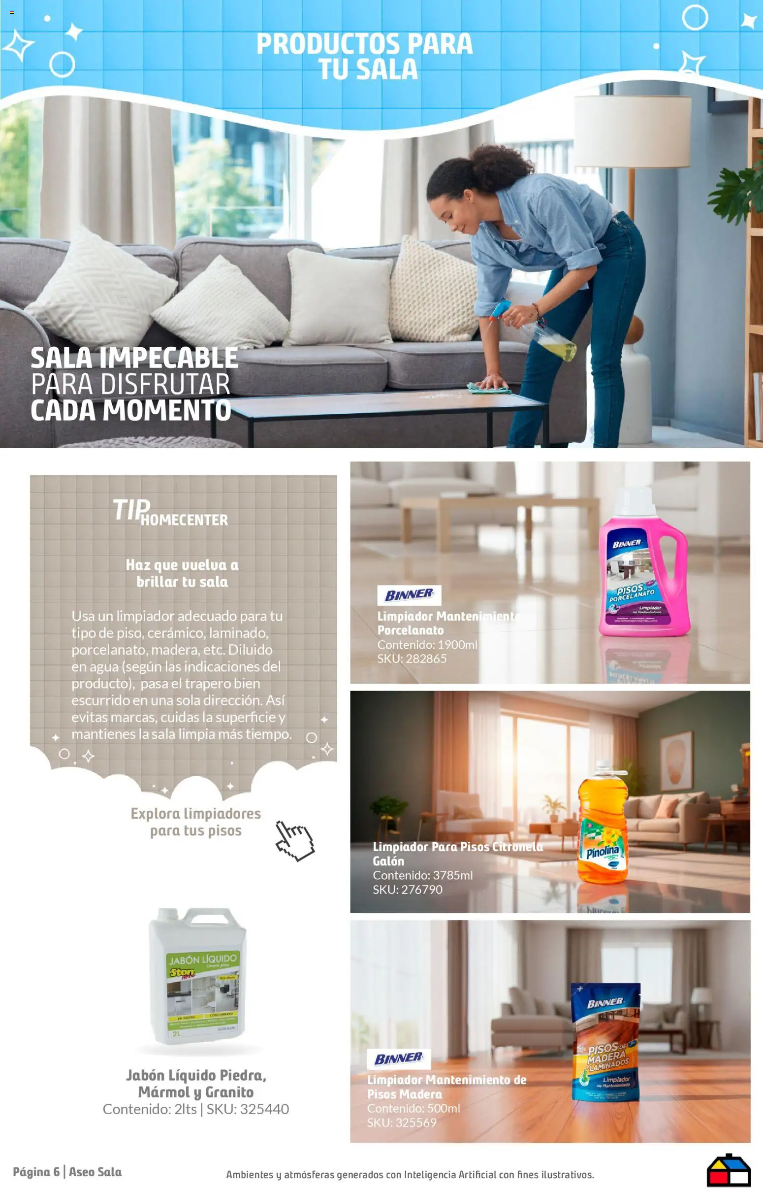 Homecenter revista - valida desde el 01.04.2026 | Página: 6 | Productos: Agua, Jabón líquido, Trapero, Jabón