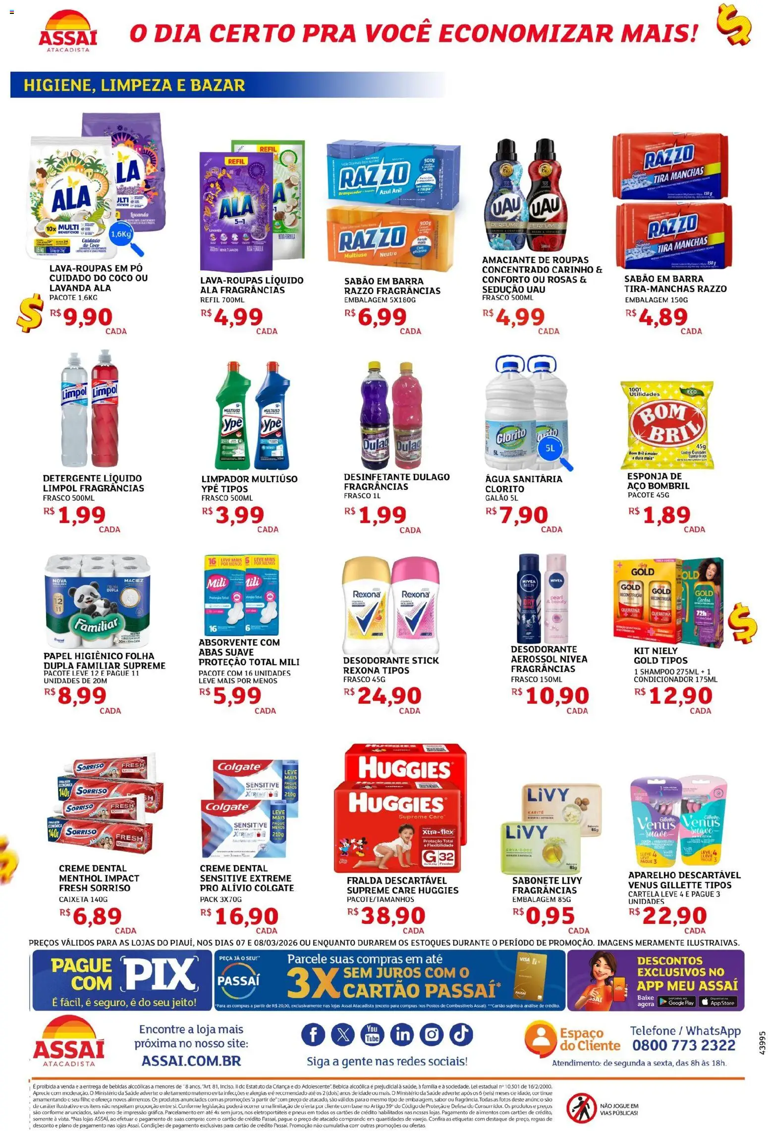 Assaí Atacadista Folheto - válido de 07.03.2026 | Página: 4 | Produtos: Coco, Sabão, Detergente, Telefone