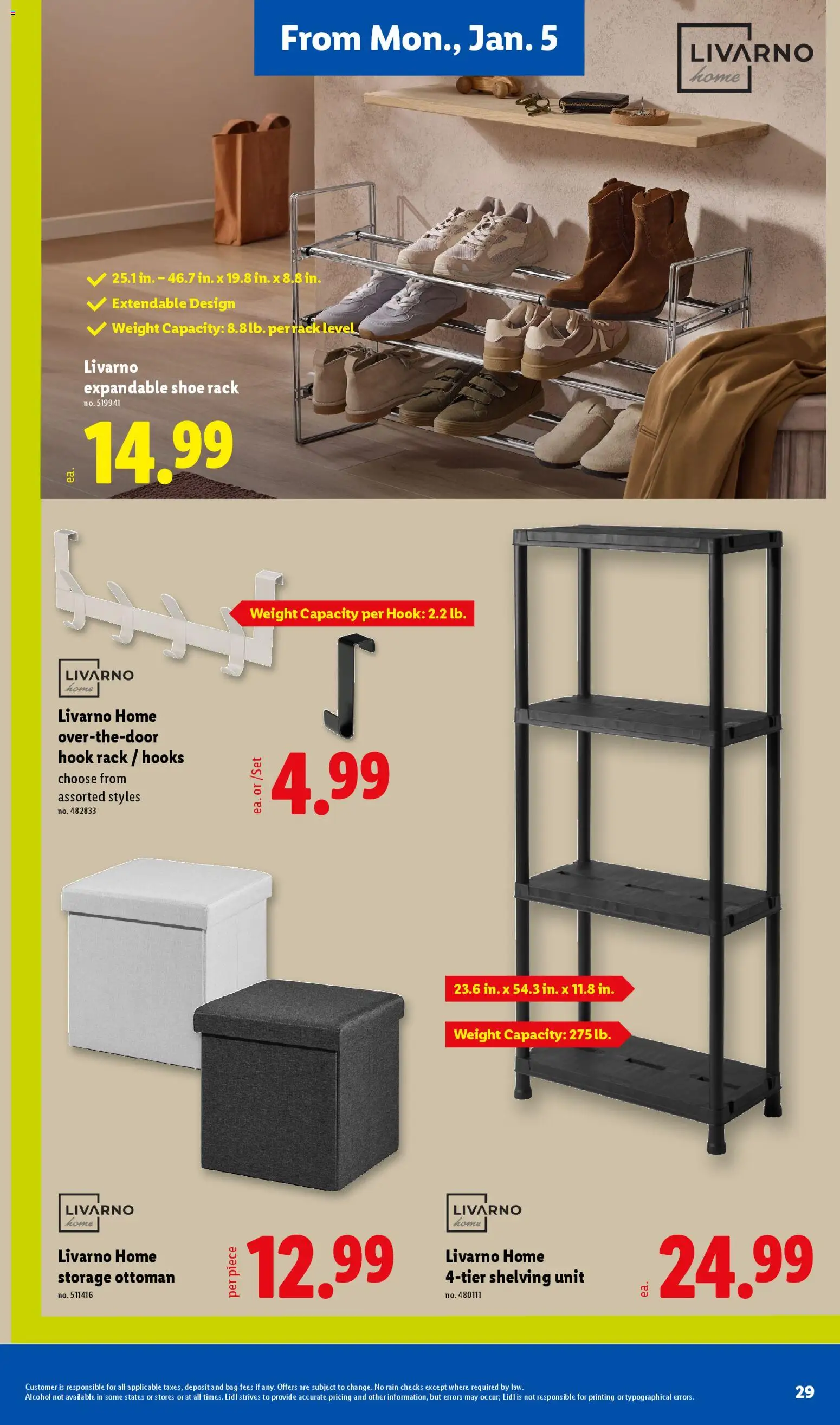 Lidl Weekly Ad - valid from 02.01.2026 | Page: 29 | Products: Hook, Ottoman, Bag, Weight