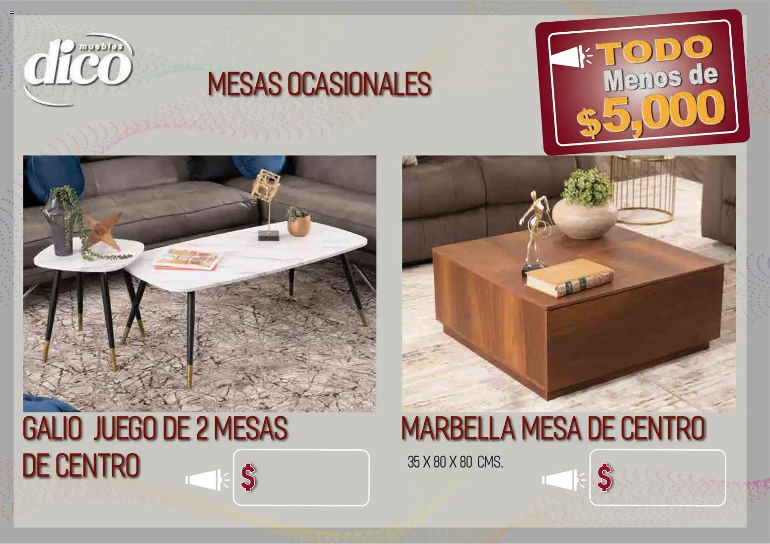 Nuevas ofertas de Muebles Dico válidas en toda la República Mexicana desde el 09.04.2026. ¡Encuentra las mejores ofertas en Muebles Dico catálogo Todo menos de 5000 Pacifico! | Página: 40 | Productos: Juego, Mesa de centro, Mesa