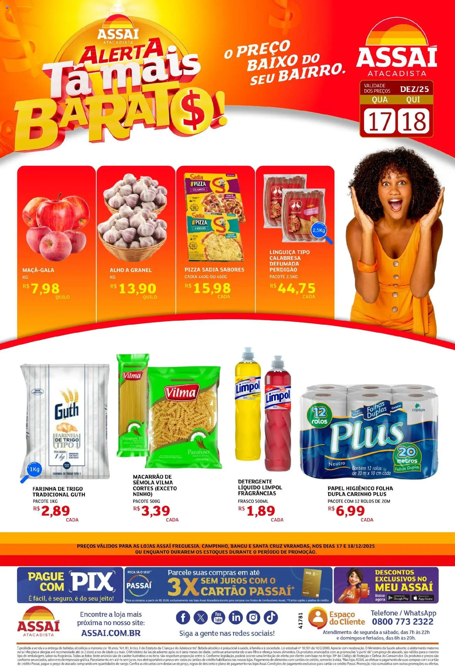 Assaí Atacadista Folheto - válido de 17.12.2025 | Página: 1 | Produtos: Espaguete, Rolo, Base, Telefone