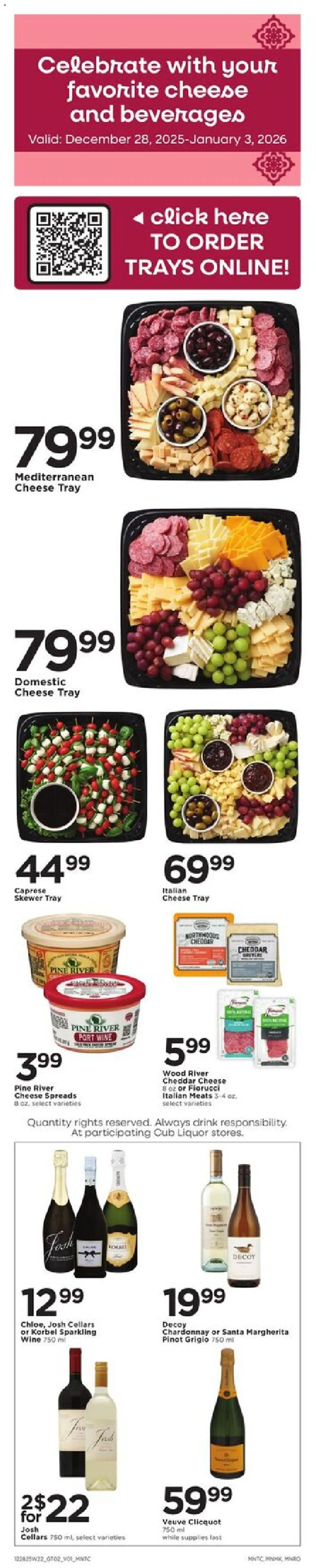 Cub Foods Weekly Ad - valid from 28.12.2025 | Page: 2 | Products: Cheese, Wine
