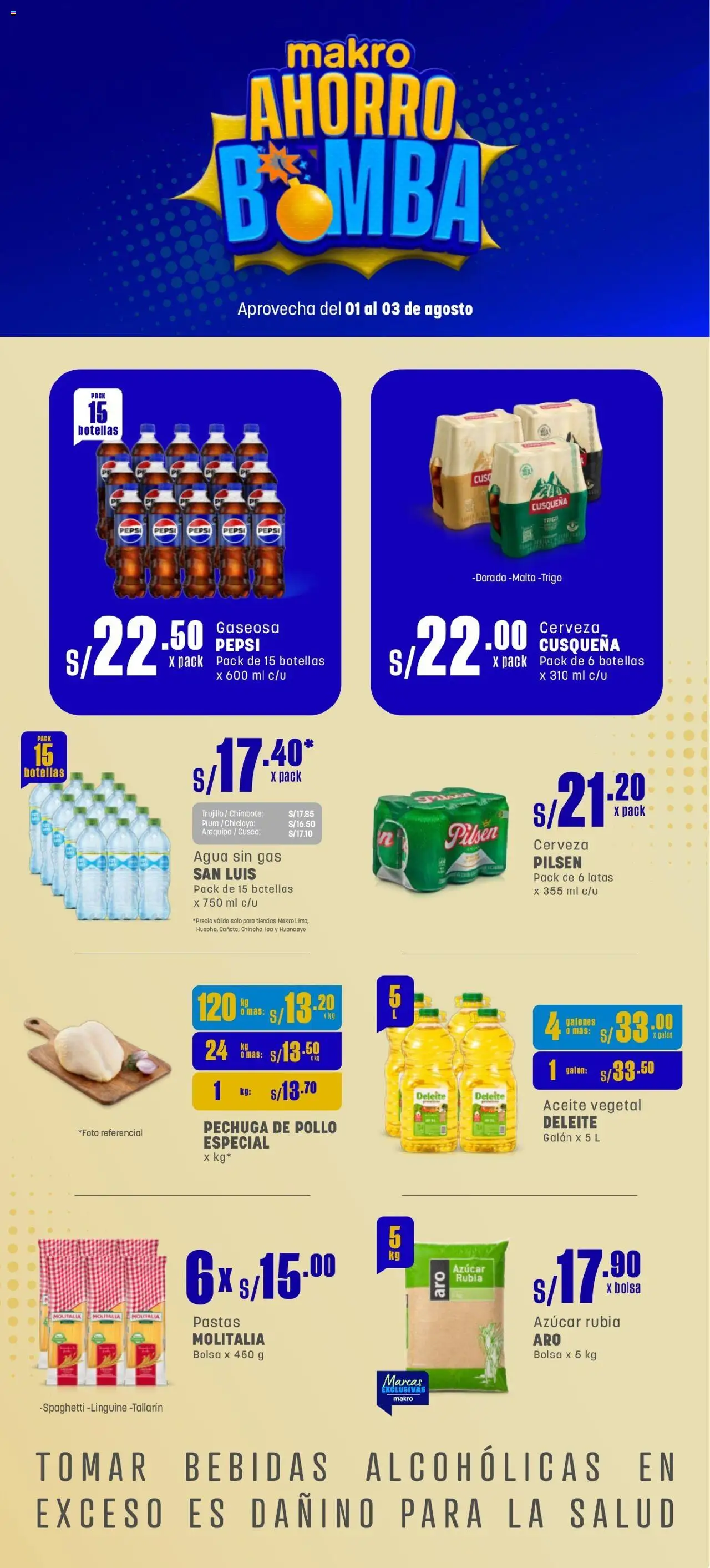 Catálogo Makro válido desde 01.08.2025 | Página: 1 | Productos: Aceite, Cerveza, Bolsa