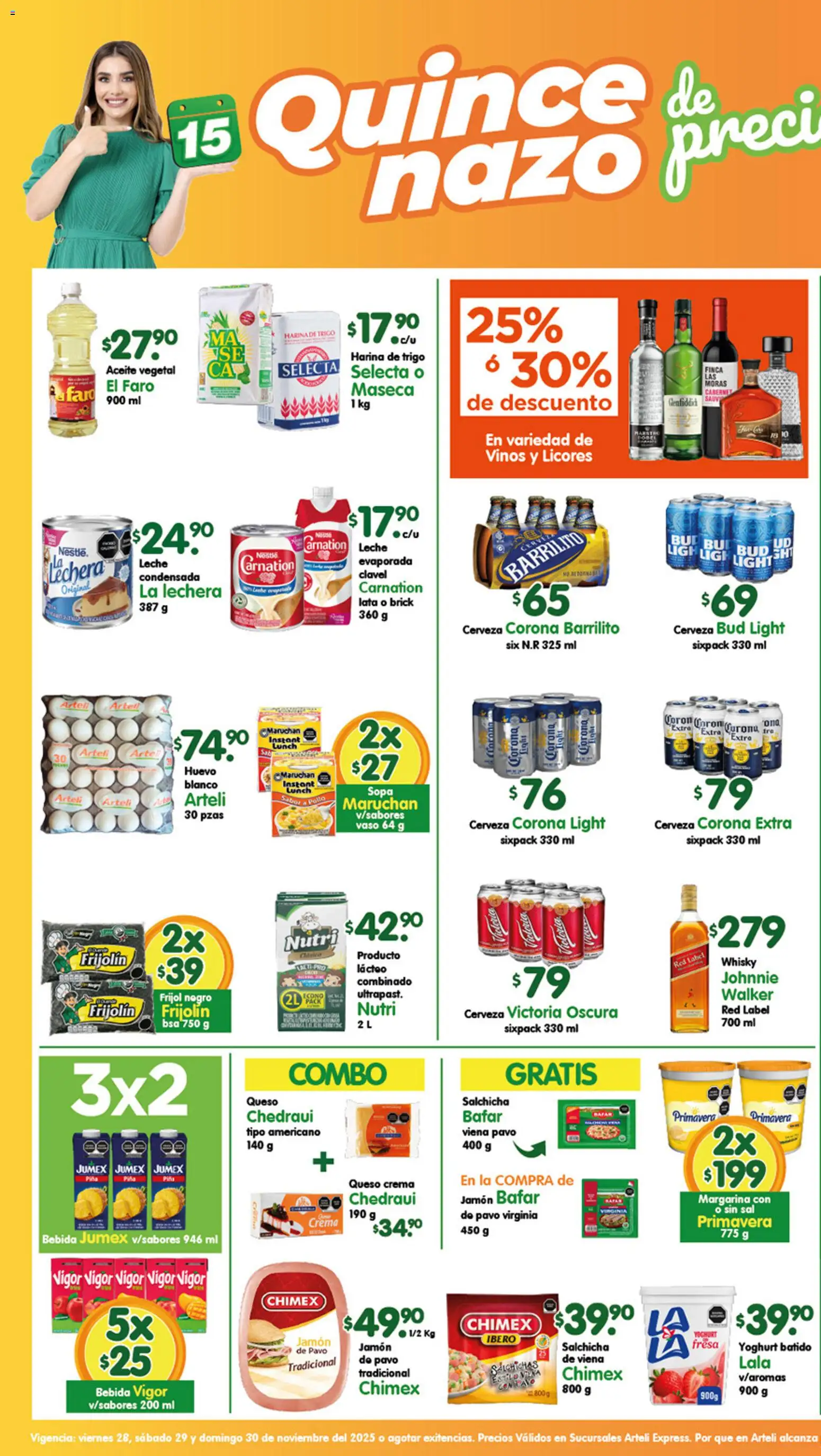 Nuevas ofertas de Arteli válidas en toda la República Mexicana desde el 28.11.2025. ¡Encuentra las mejores ofertas en Arteli folleto! | Página: 1 | Productos: Harina, Salchicha, Piña, Whisky