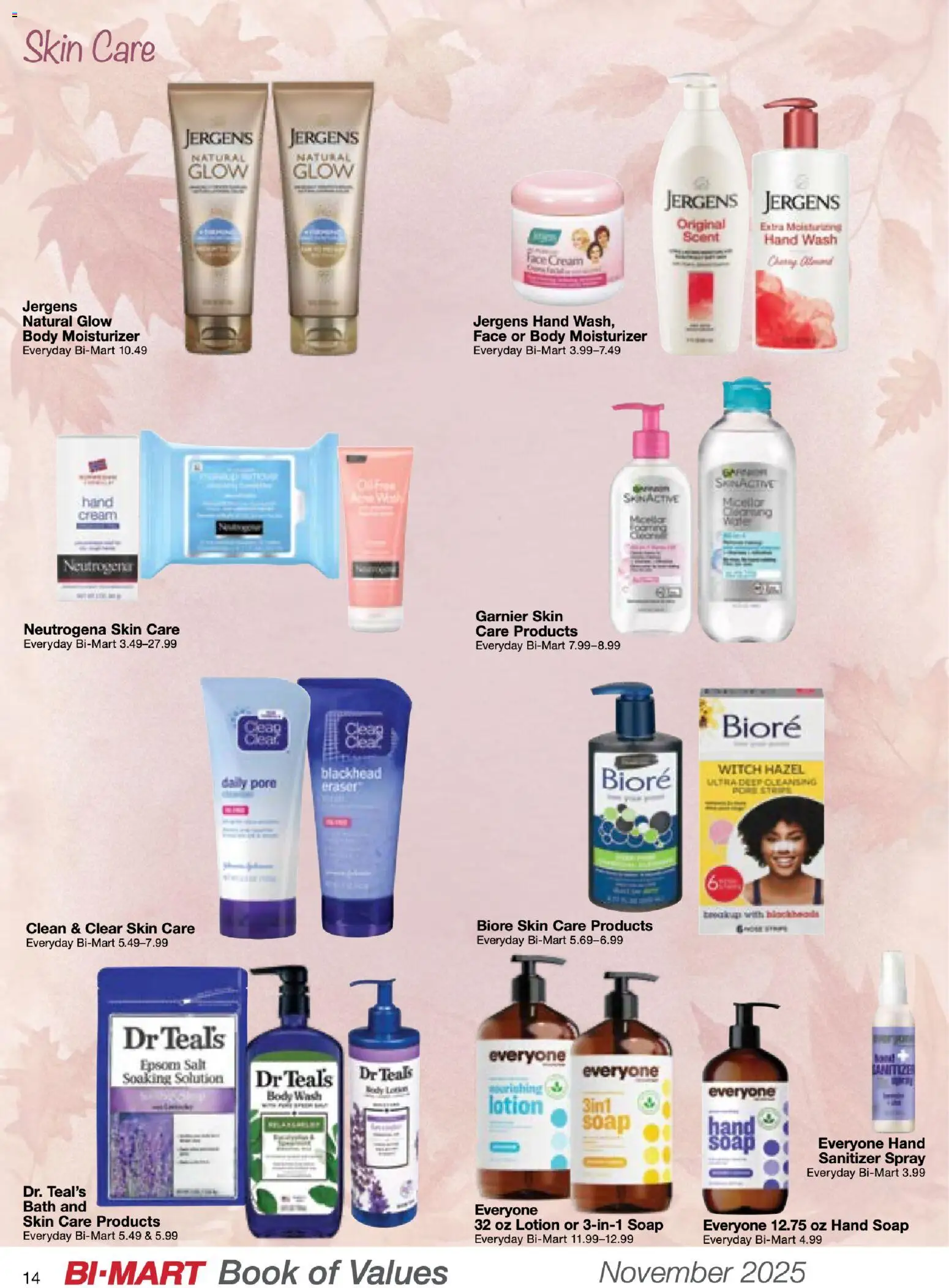 Bi-Mart November Health & Beauty Book of Values - valid from 01.11.2025 | Page: 14 | Products: Eraser, Soap, Cream, Body Wash