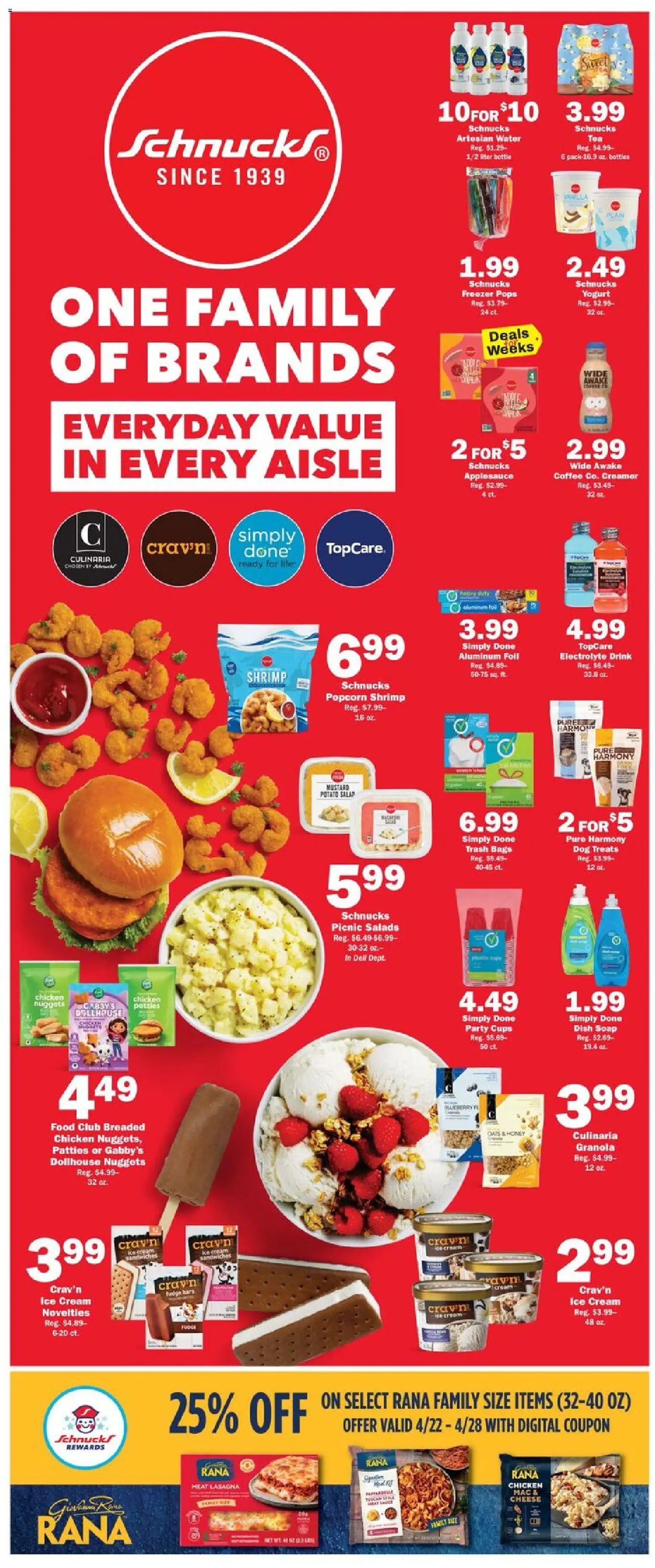 Schnucks Weekly Ad - valid from 22.04.2026 | Page: 2 | Products: Coffee, Cream, Ice cream, Salad