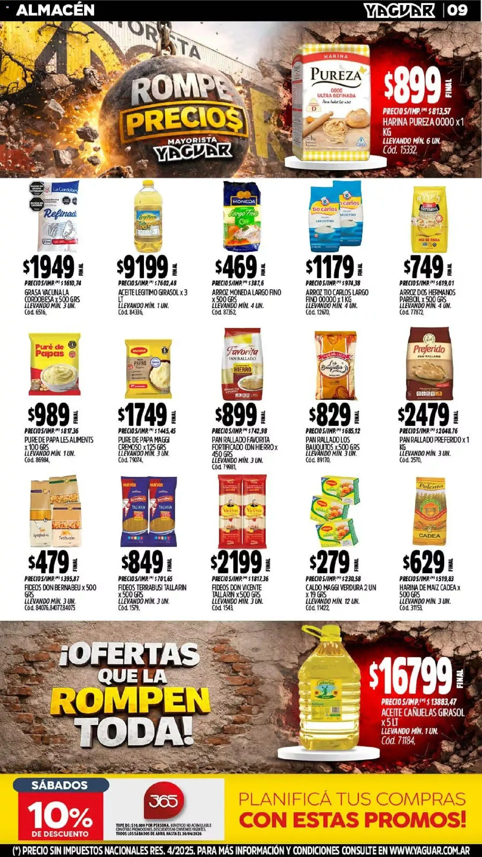 Yaguar - Oferta Semanal Mendoza │ válido desde el 13.04.2026 | Página: 9 | Productos: Papa, Maiz, Polenta, Pan