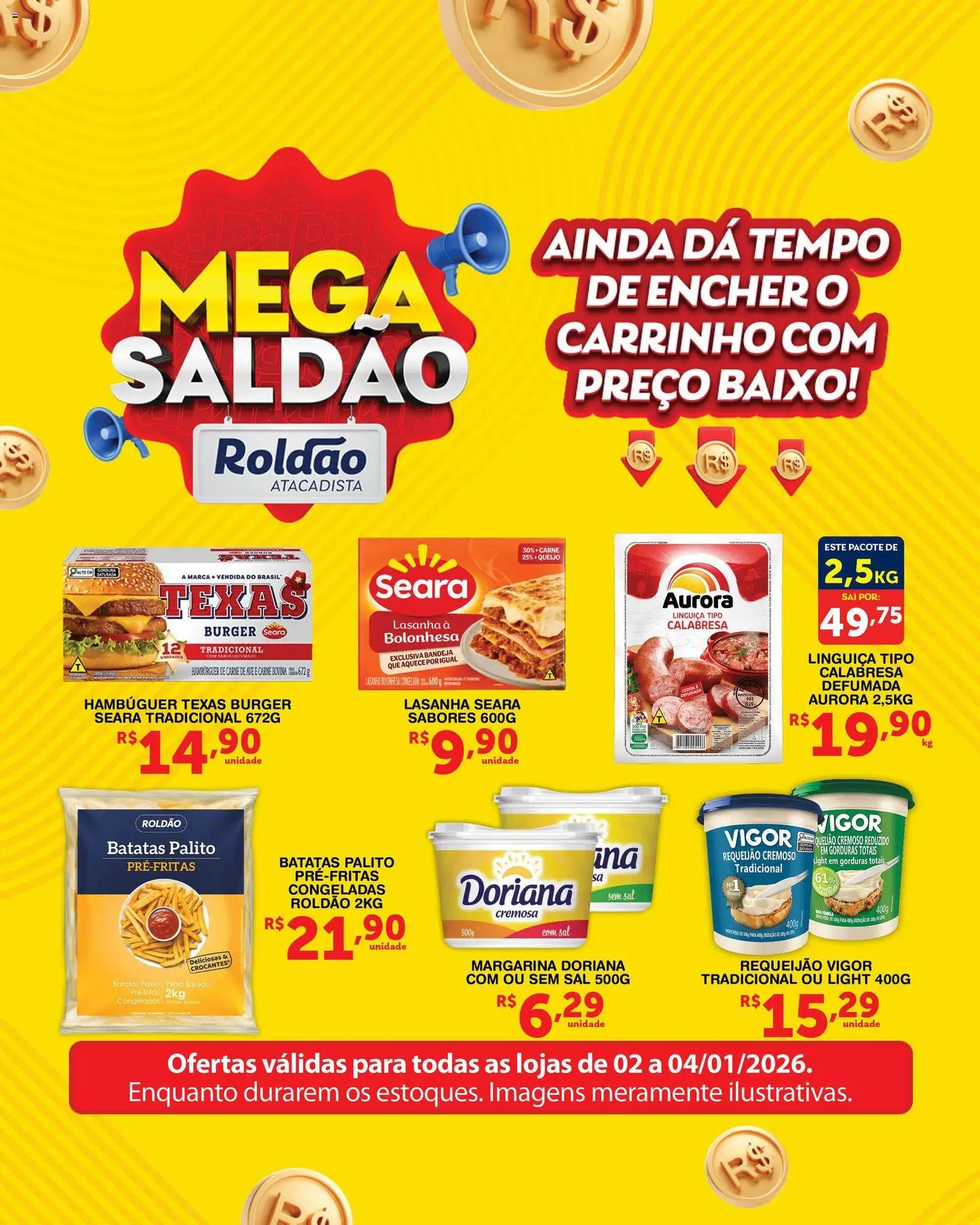 Roldão Folheto - válido de 02.01.2026 | Página: 1 | Produtos: Linguiça, Carrinho, Lasanha, Requeijão