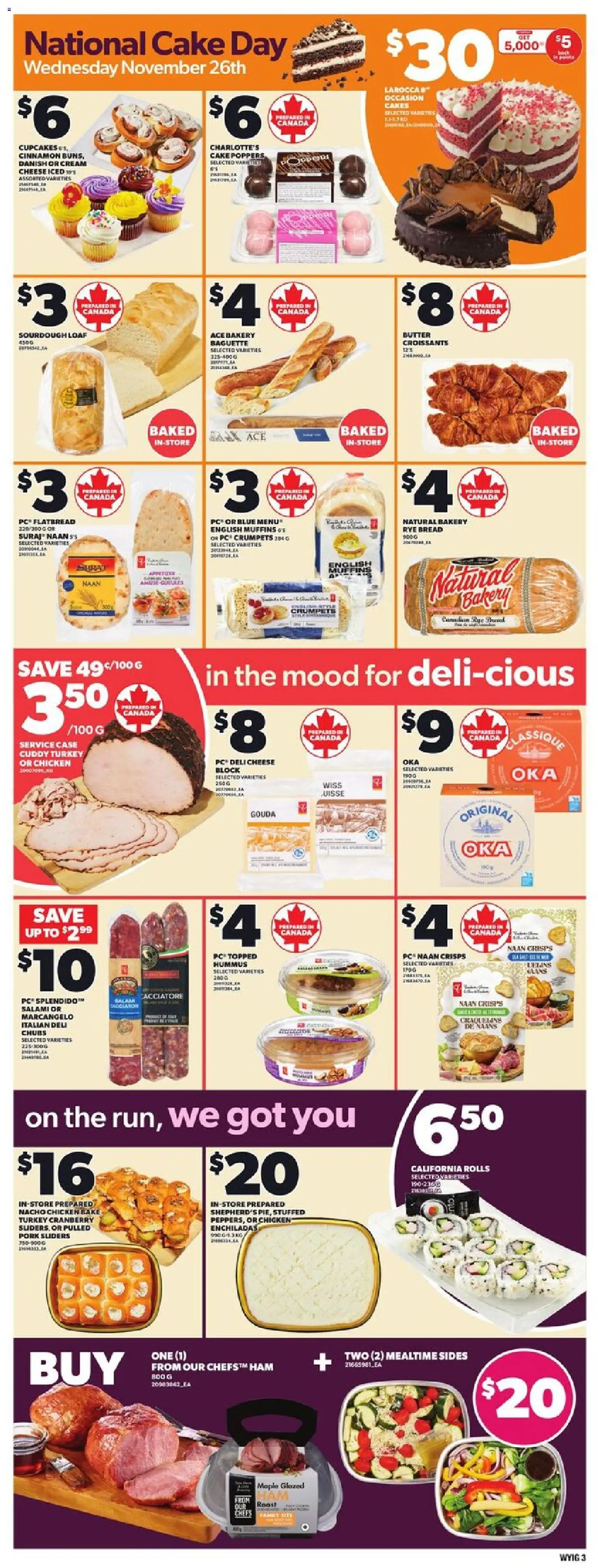 Loblaws flyer valid from 20.11.2025 | Page: 6 | Products: Turkey, Bakery, Cheese, Salami