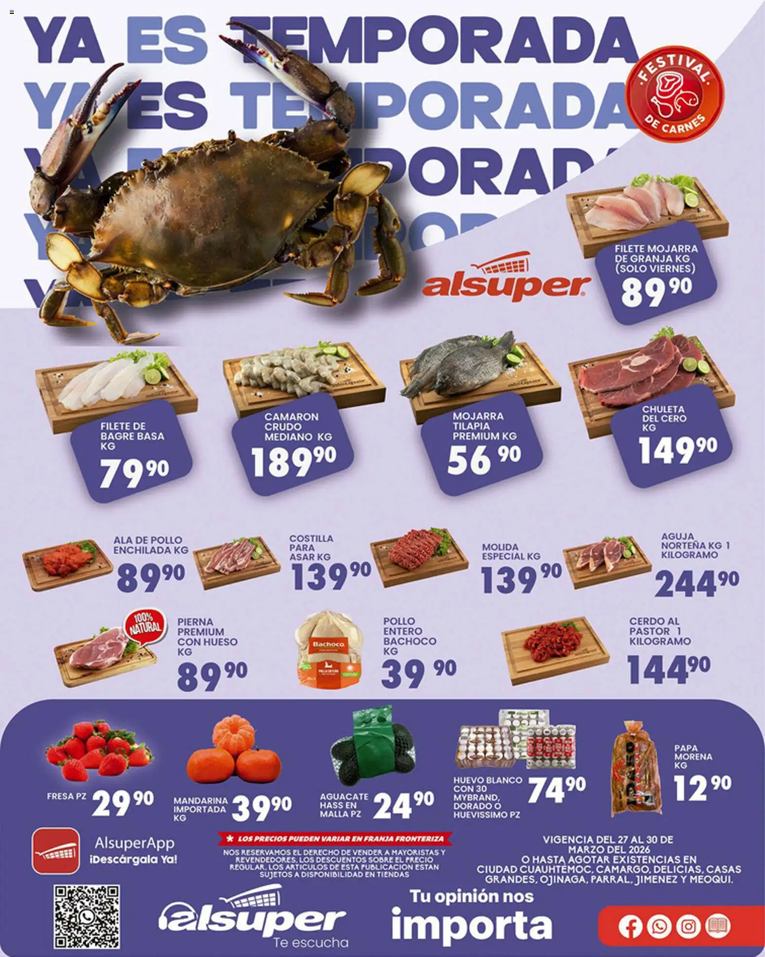 Nuevas ofertas de Alsuper válidas en toda la República Mexicana desde el 27.03.2026. ¡Encuentra las mejores ofertas en Alsuper folleto! | Página: 1 | Productos: Pollo, Fresa, Papa, Malla