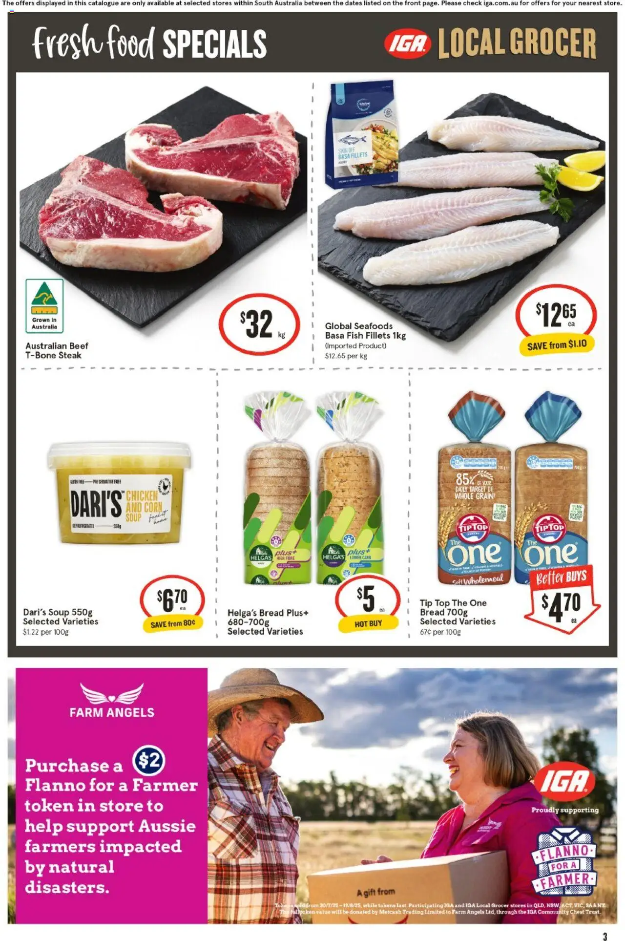 IGA catalogue - valid from 13.08.2025 | Page: 4 | Products: Chicken, Fish, Beef, Steak
