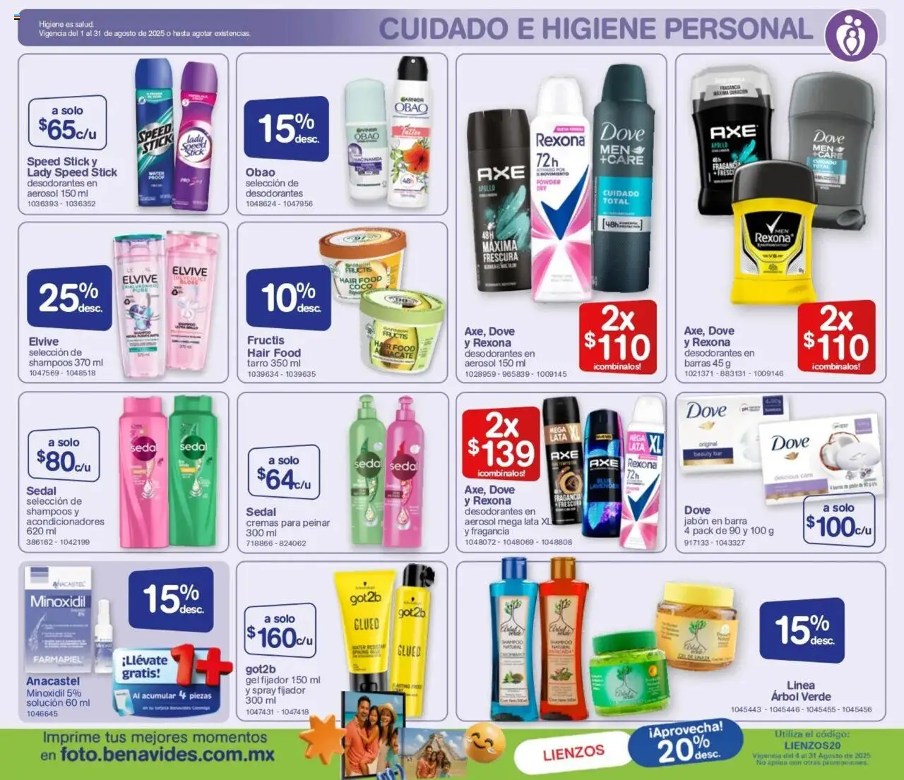 Nuevas ofertas de Farmacia Benavides válidas en toda la República Mexicana desde el 01.08.2025. ¡Encuentra las mejores ofertas en Farmacia Benavides - Catálogo! | Página: 21 | Productos: Fijador, Barra, Fragancia, Jabón