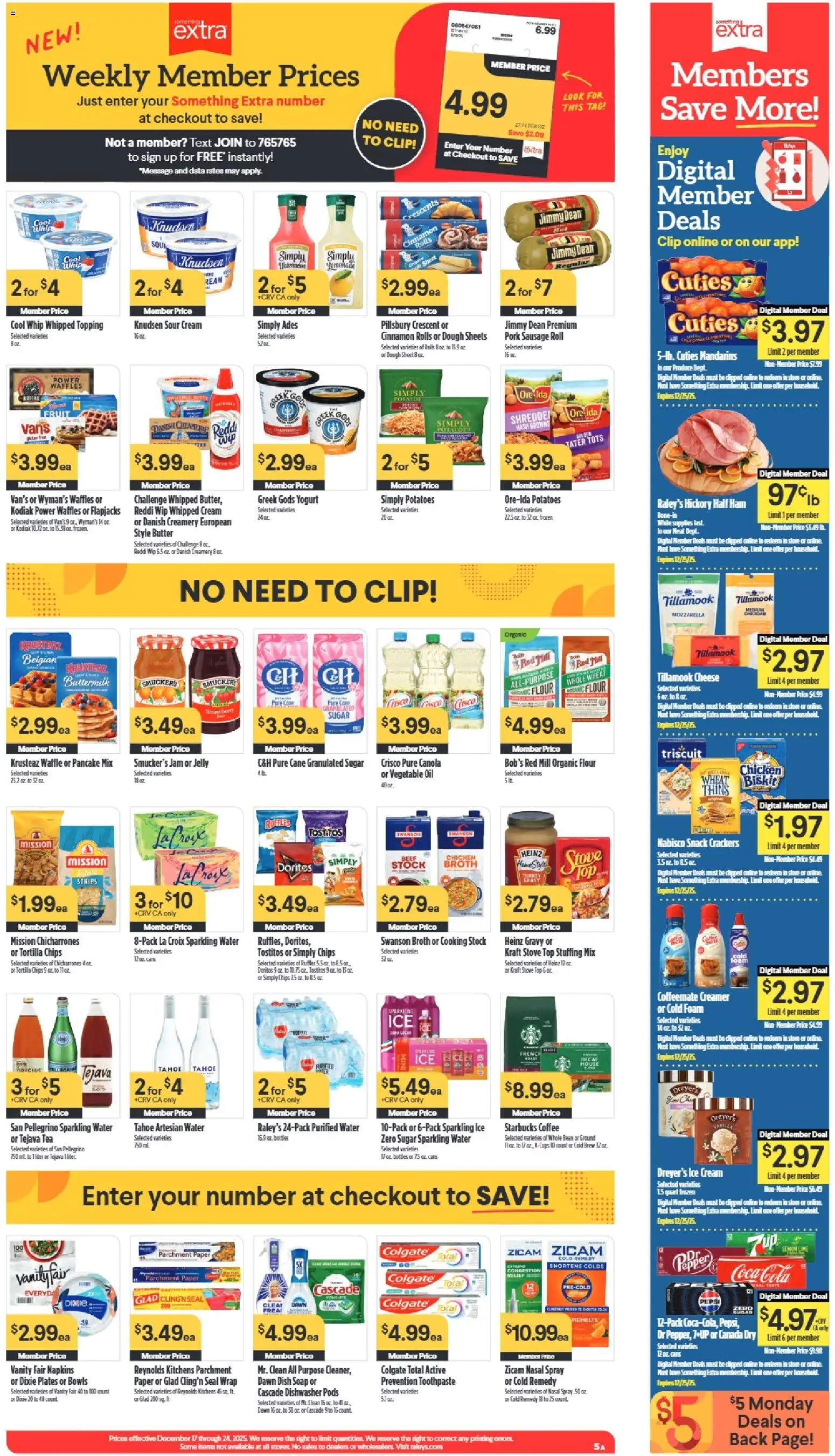 Raley's Weekly Ad - valid from 17.12.2025 | Page: 5 | Products: Clip, Toothpaste, Tea, Chips