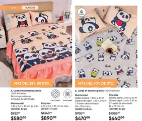 Vista previa de B. Juego de sábanas panda, 100% Poliéster. Sábana plana: 1.80 x 2.40 m Sábana de cajón: 1.85 x 2.40 m 2 Fundas de almohada: 48 x 70 cm c/u, nuevo folleto de la tienda, válido en México a partir del 10.01.2026 | Página: 84 | Productos: Juego, Almohada, Sabanas