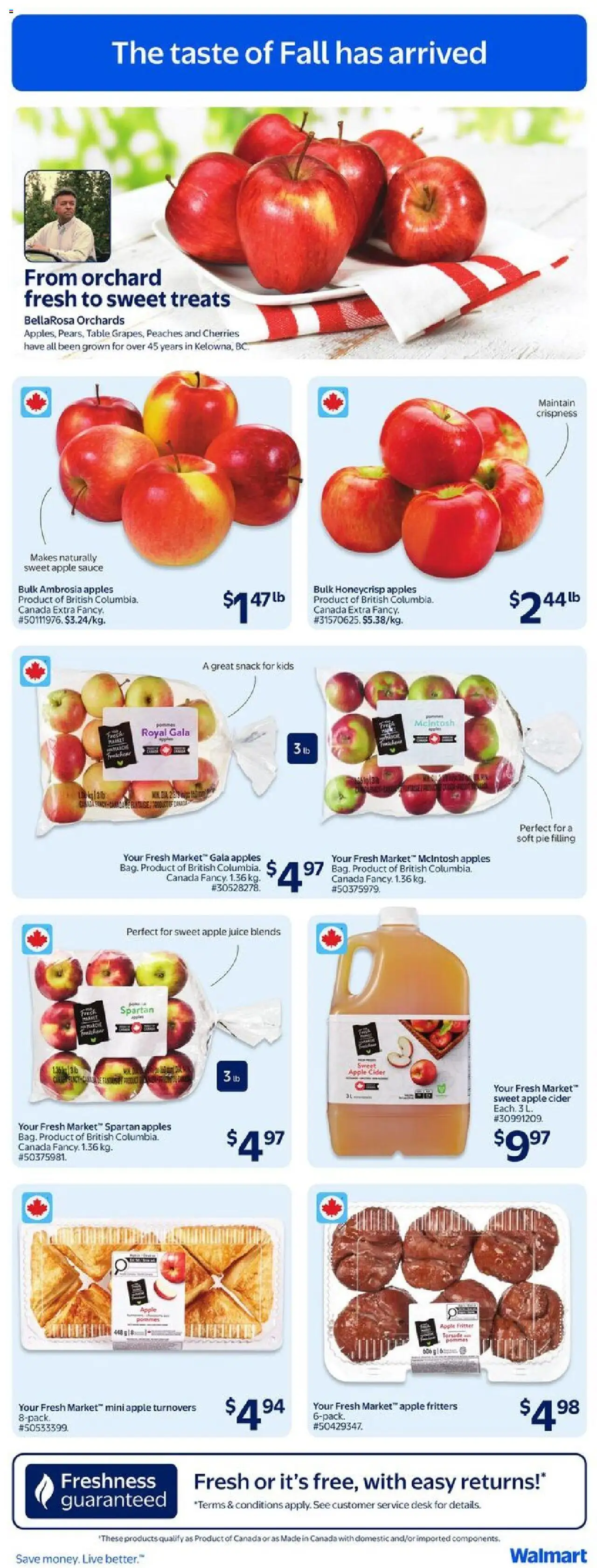 Walmart flyer valid from 09.10.2025 | Page: 9 | Products: Table, Juice, Apples