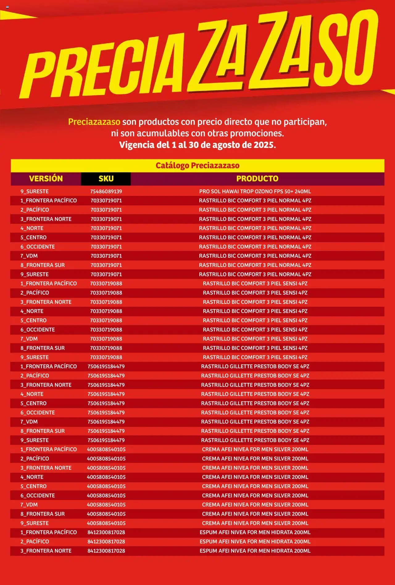 Nuevas ofertas de Soriana válidas en toda la República Mexicana desde el 01.08.2025. ¡Encuentra las mejores ofertas en Soriana - Catálogo Preciazazaso Mercado Nacional! | Página: 115 | Productos: Crema, Rastrillo, Body