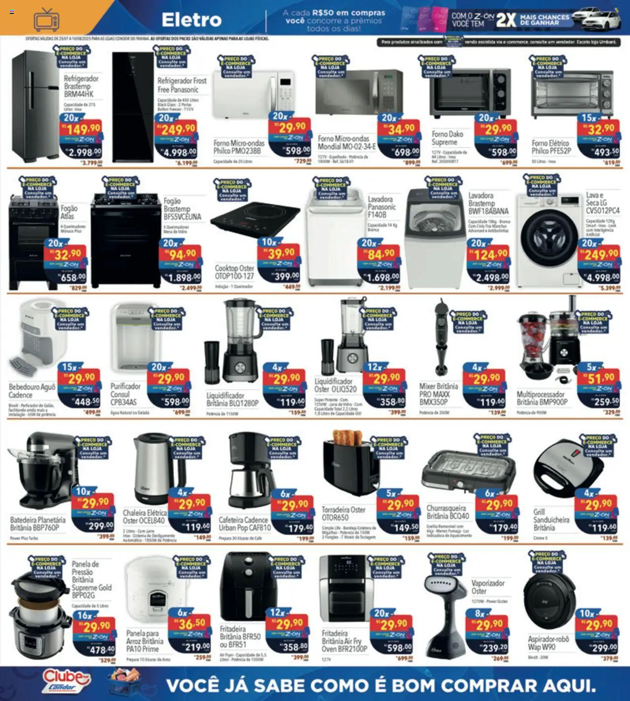 Supermercados Condor Folheto - válido de 25.07.2025 | Página: 27 | Produtos: Batedeira, Sanduicheira, Purificador, Microondas