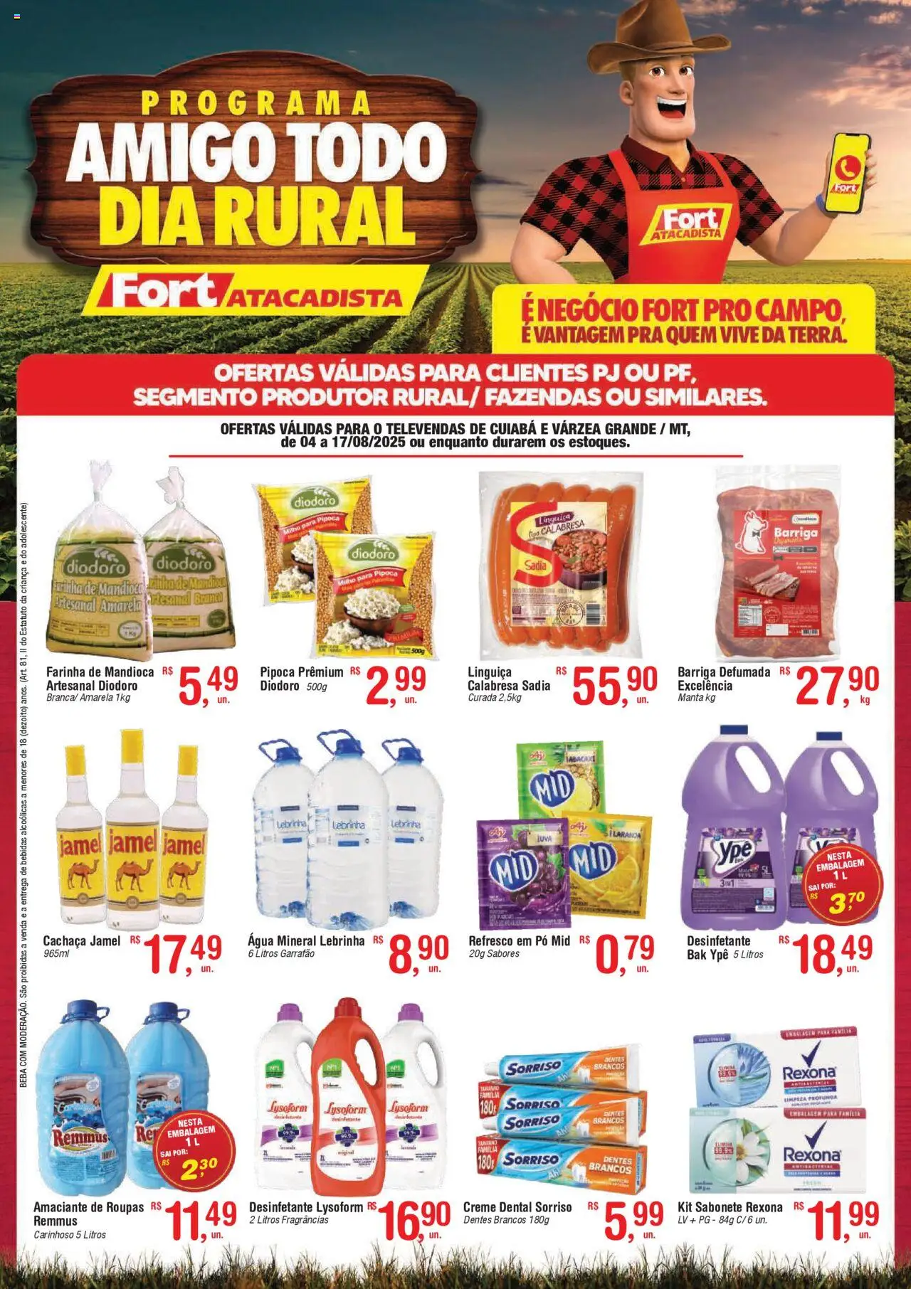 Fort Atacadista Folheto - válido de 04.08.2025 | Página: 1 | Produtos: Mandioca, Creme, Água mineral, Creme dental