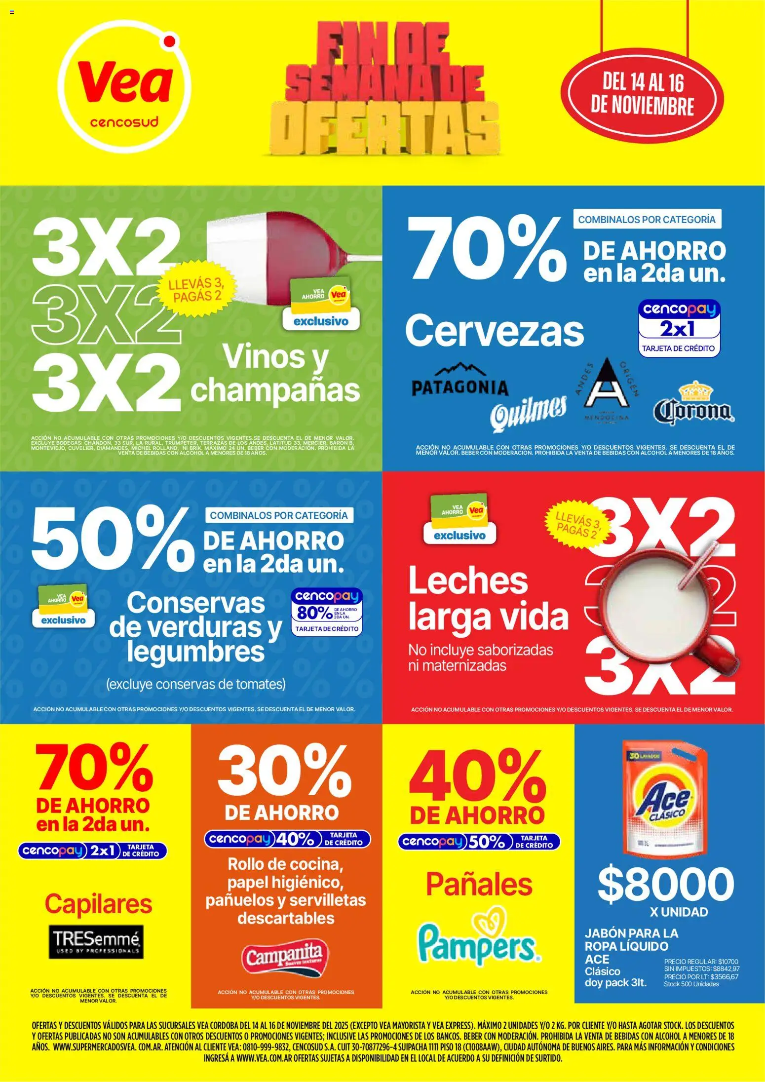 Vea - Ofertas fin de semana  │ válido desde el 14.11.2025 | Página: 1 | Productos: Servilletas, Ropa, Tomates, Pañales