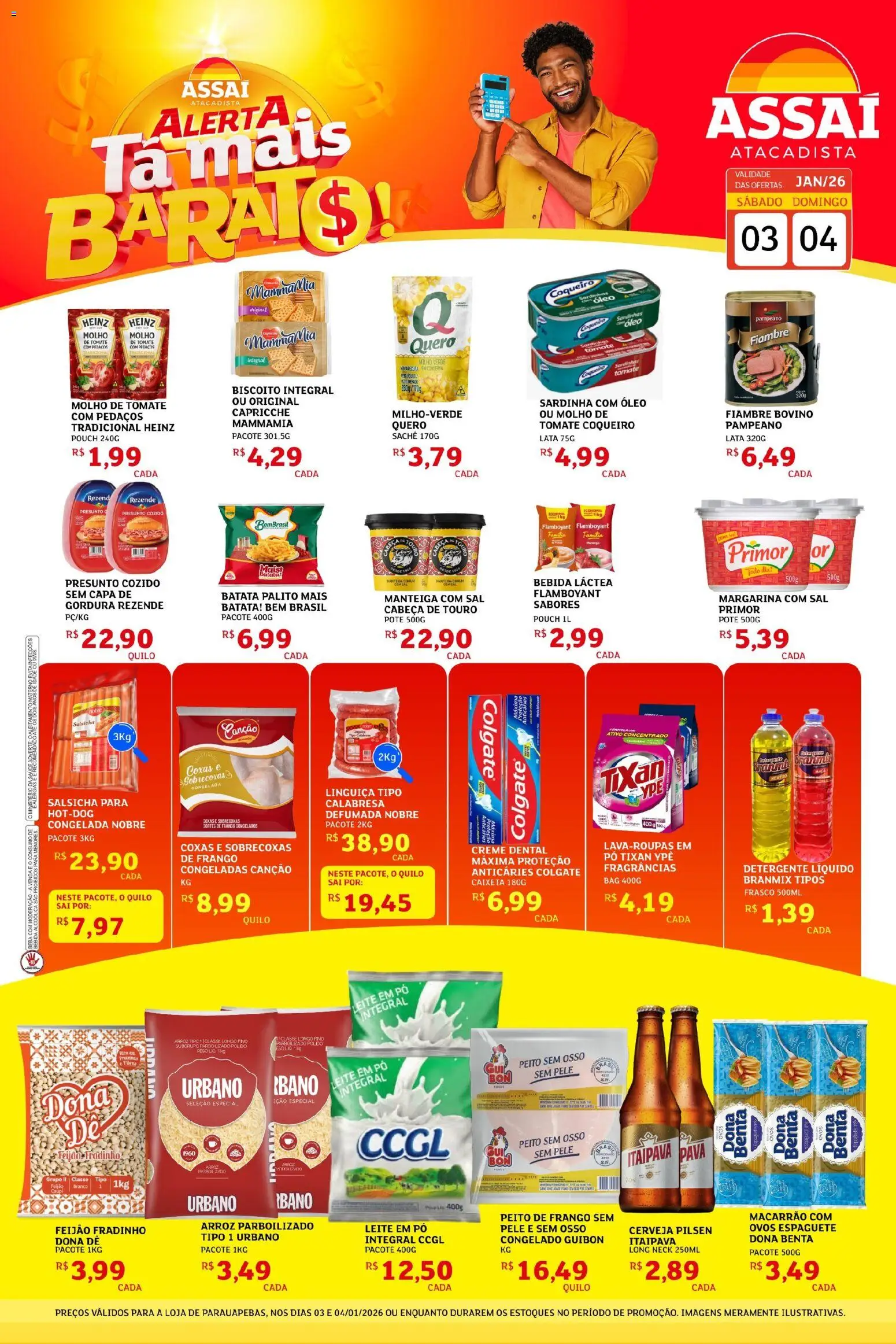 Assaí Atacadista Folheto - válido de 03.01.2026 | Página: 1 | Produtos: Molho de tomate, Salsicha, Manteiga, Sal