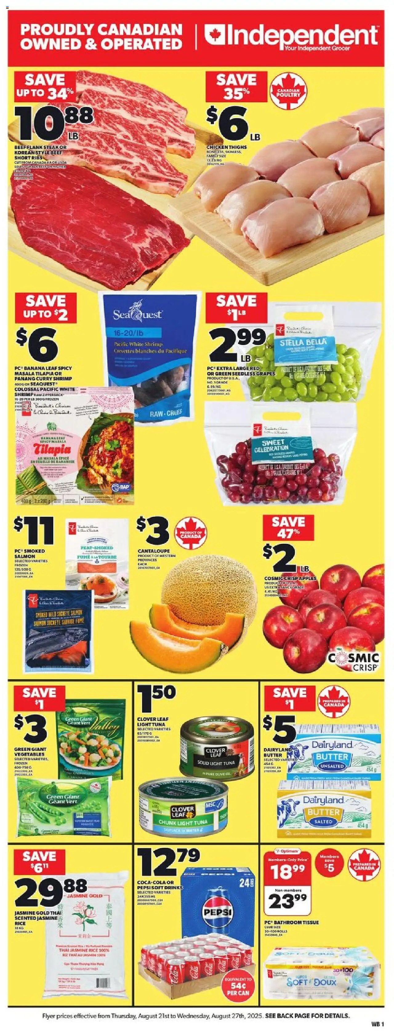 Independent Grocer flyer valid from 21.08.2025 | Page: 4 | Products: Rice, Beef, PC, Chicken