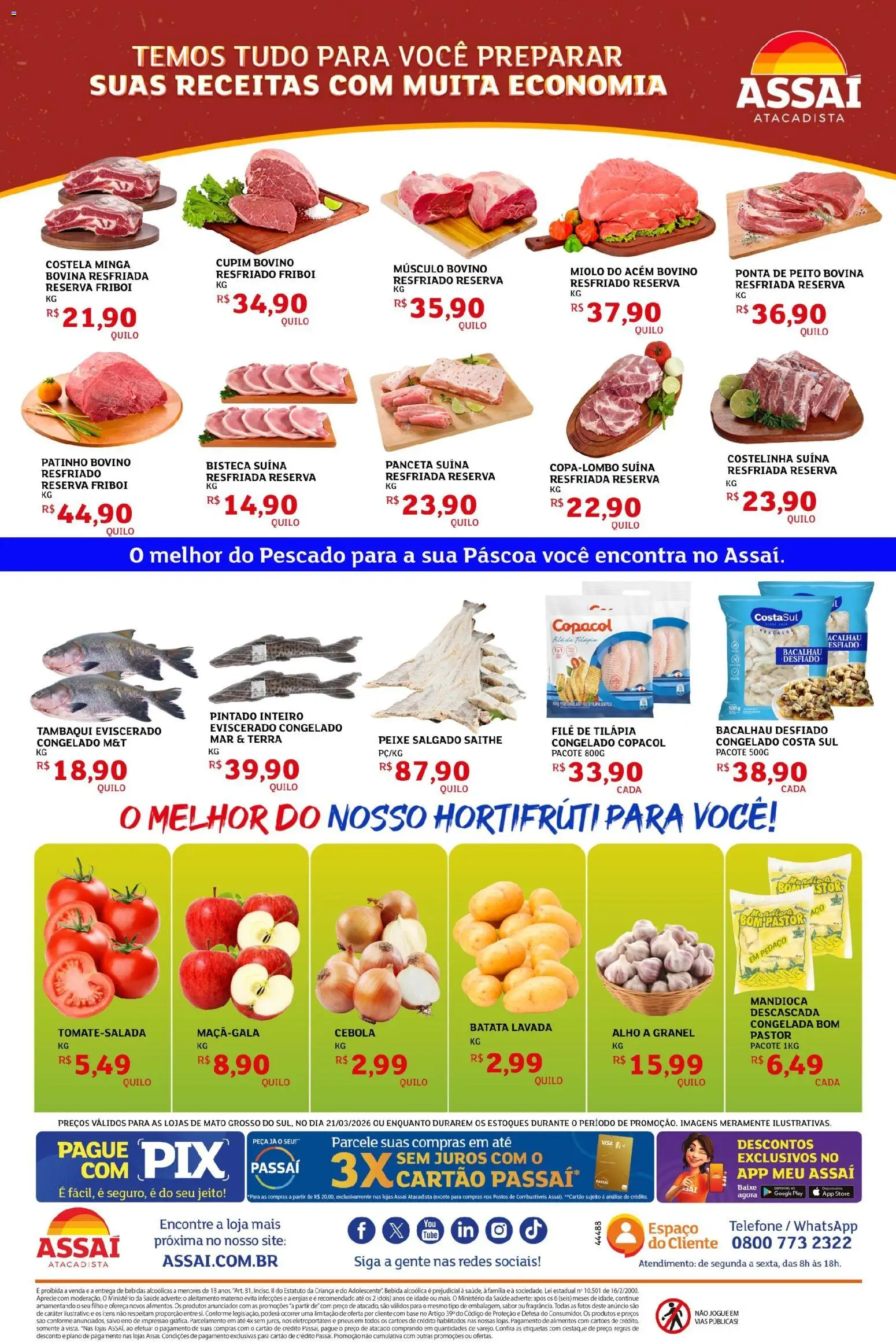 Assaí Atacadista Folheto - válido de 21.03.2026 | Página: 2 | Produtos: Acém, Tilápia, Pneus, Telefone
