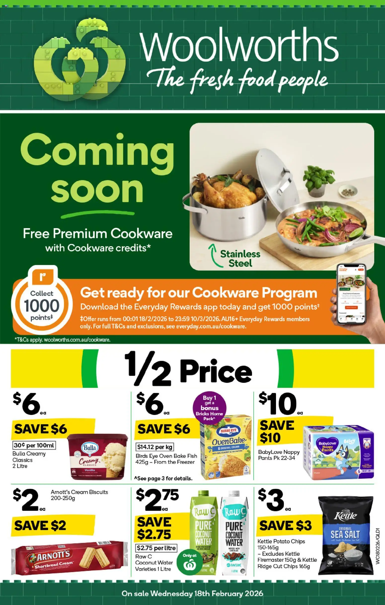 Woolworths catalogue - valid from 18.02.2026 | Page: 1 | Products: Cookware, Biscuits, Salt, Oven