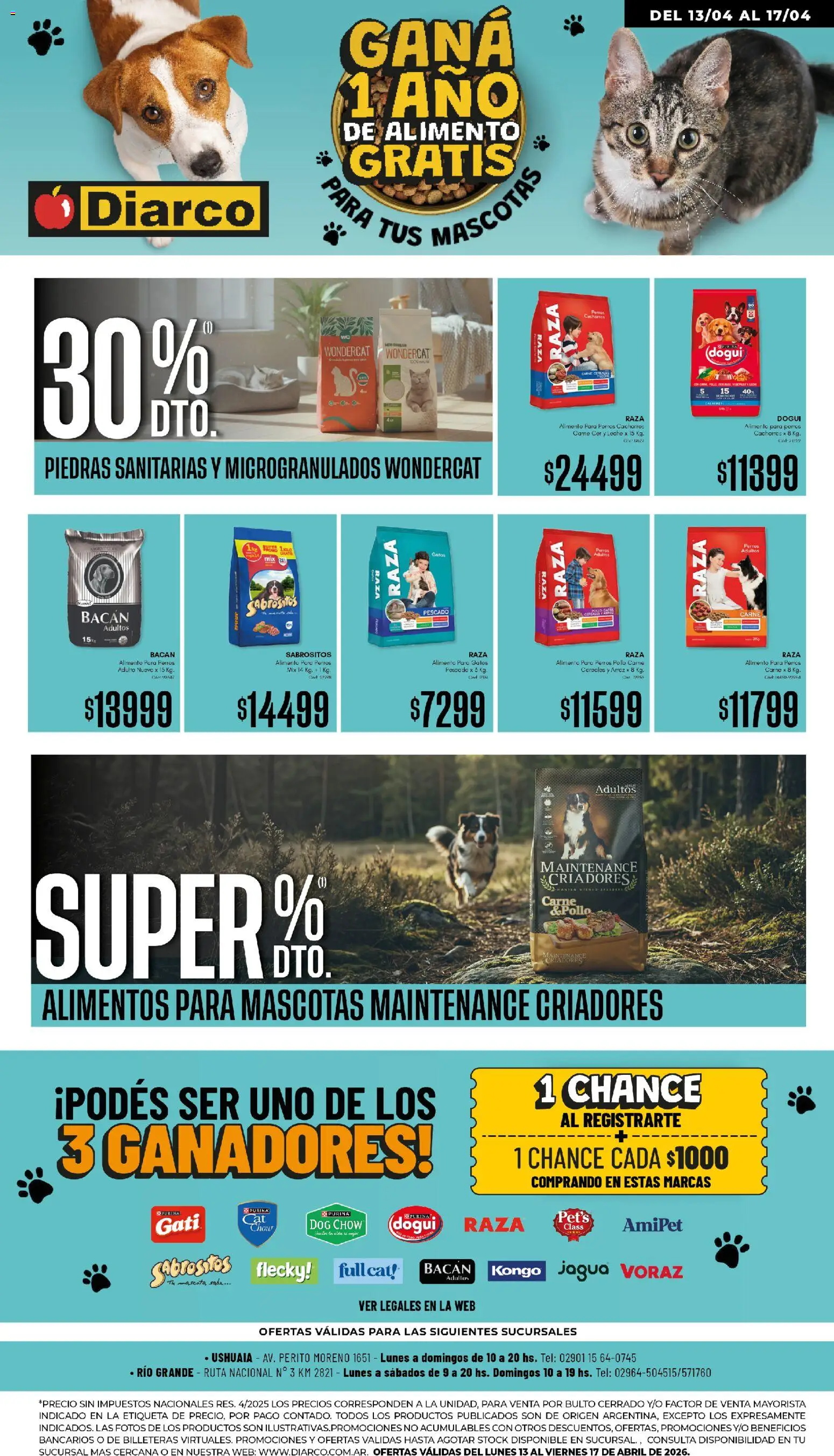 Diarco - Especial Mascotas │ válido desde el 13.04.2026 | Página: 1 | Productos: Pollo, Leche, Arroz, Cereales