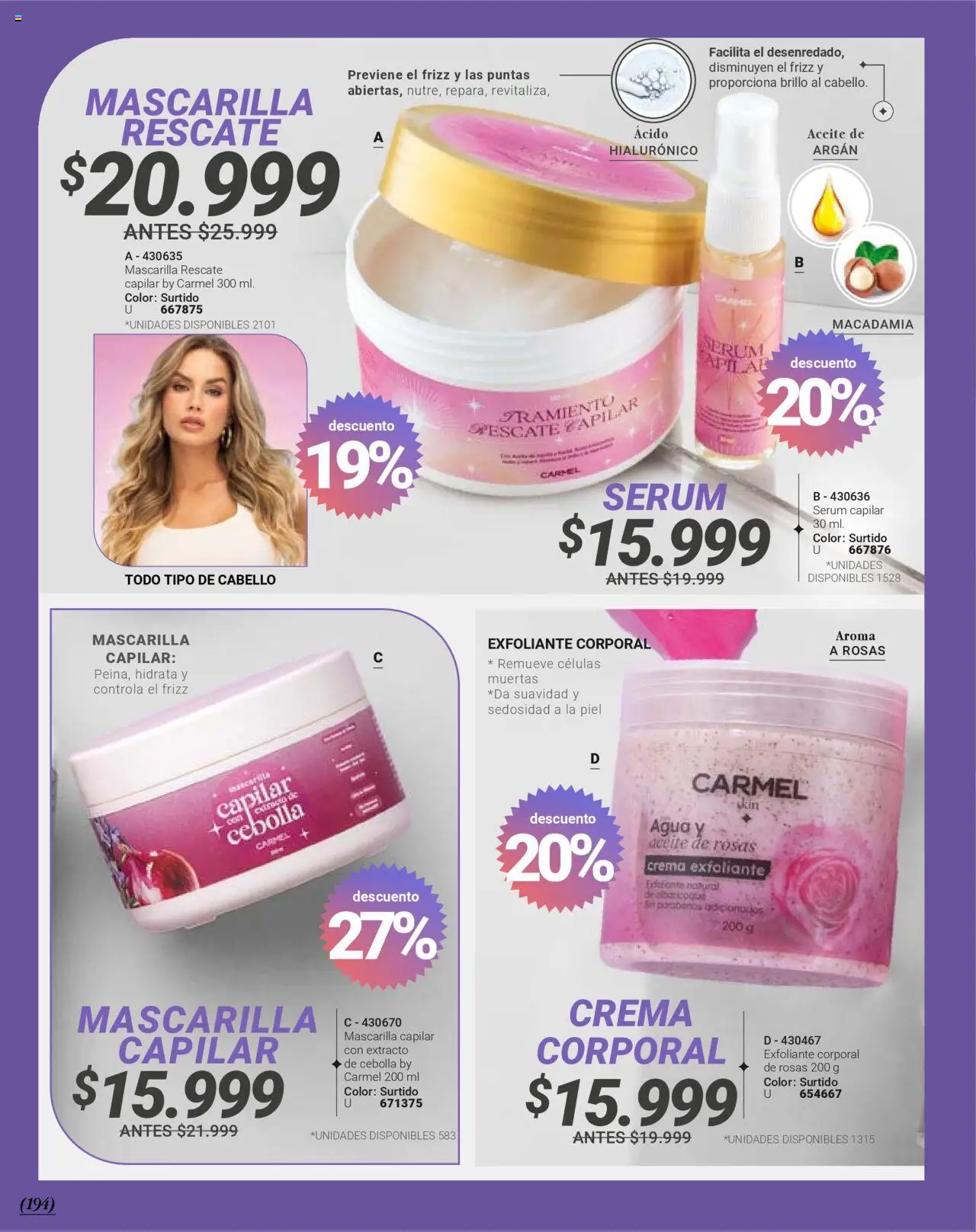 Carmel revista - valida desde el 01.09.2025 | Página: 197 | Productos: Agua, Brillo, Mascarilla, Aceite