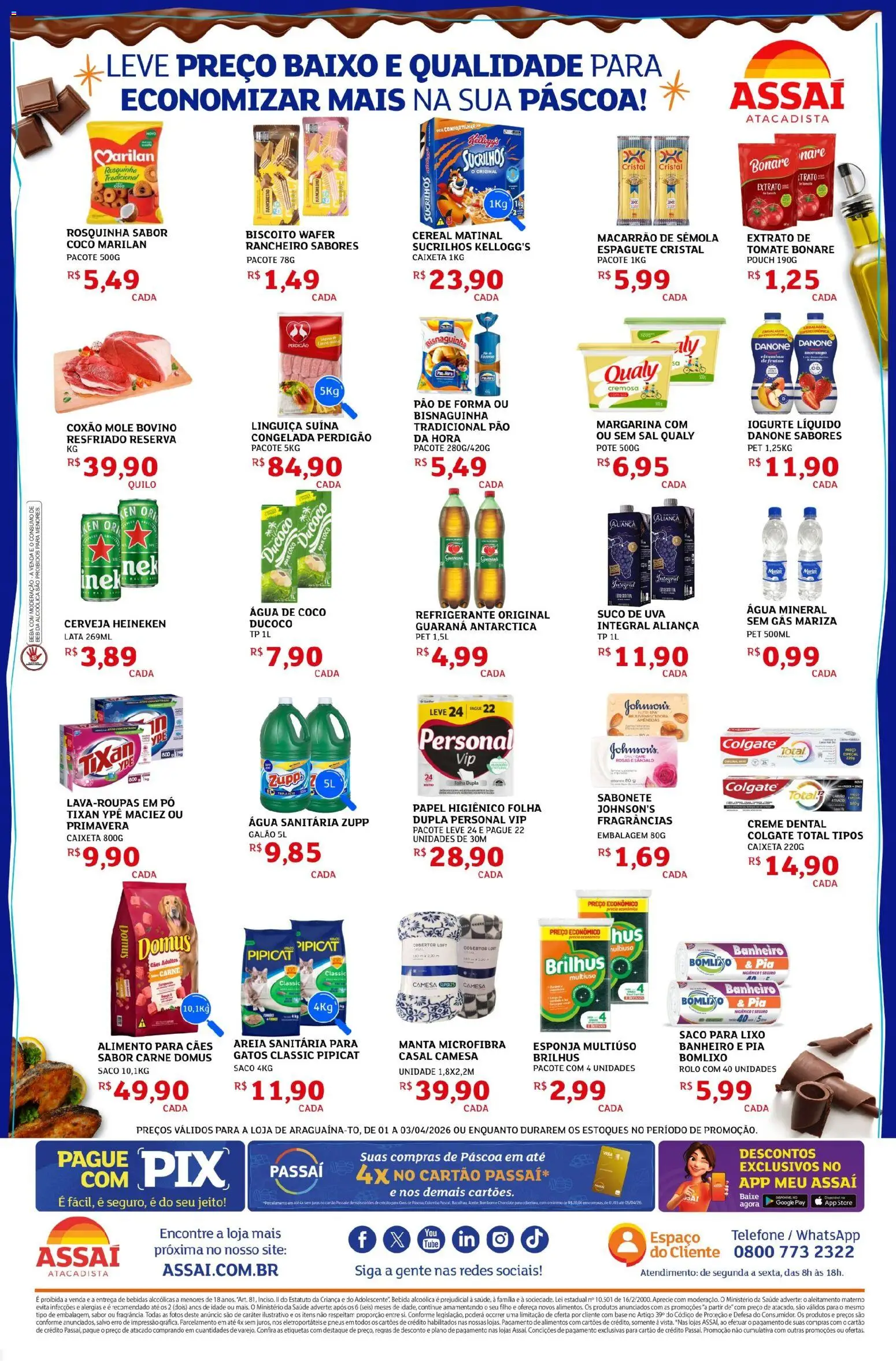 Assaí Atacadista Folheto - válido de 01.04.2026 | Página: 2 | Produtos: Aliança, Base, Cerveja Heineken, Água mineral