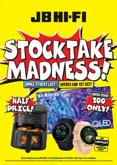 JB Hi-Fi Stocktake Madness! preview  - valid from 24.09.2025