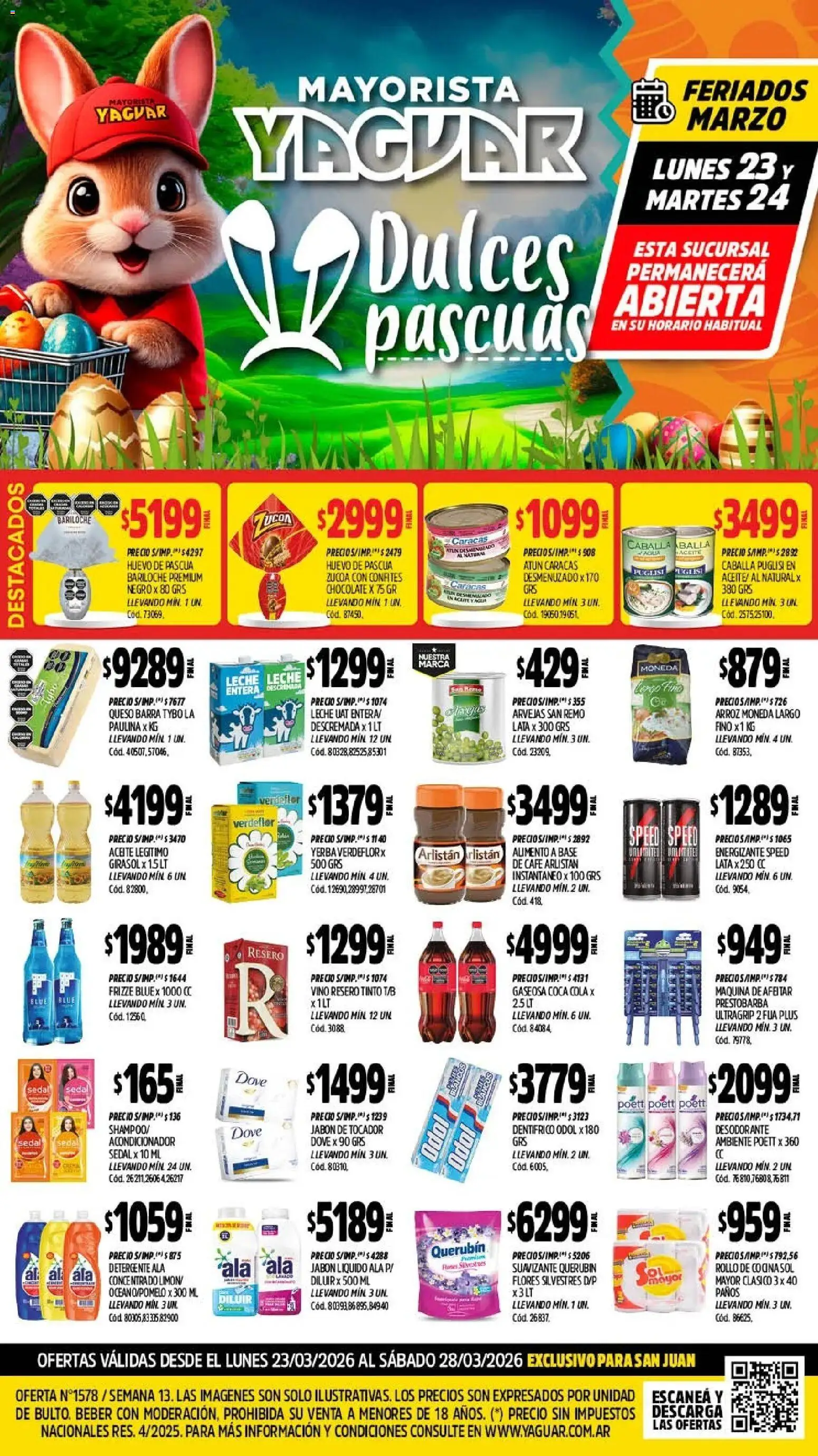 Yaguar - Oferta Semanal San Juan │ válido desde el 23.03.2026 | Página: 1 | Productos: Yerba, Jabón líquido, Jabón, Huevo