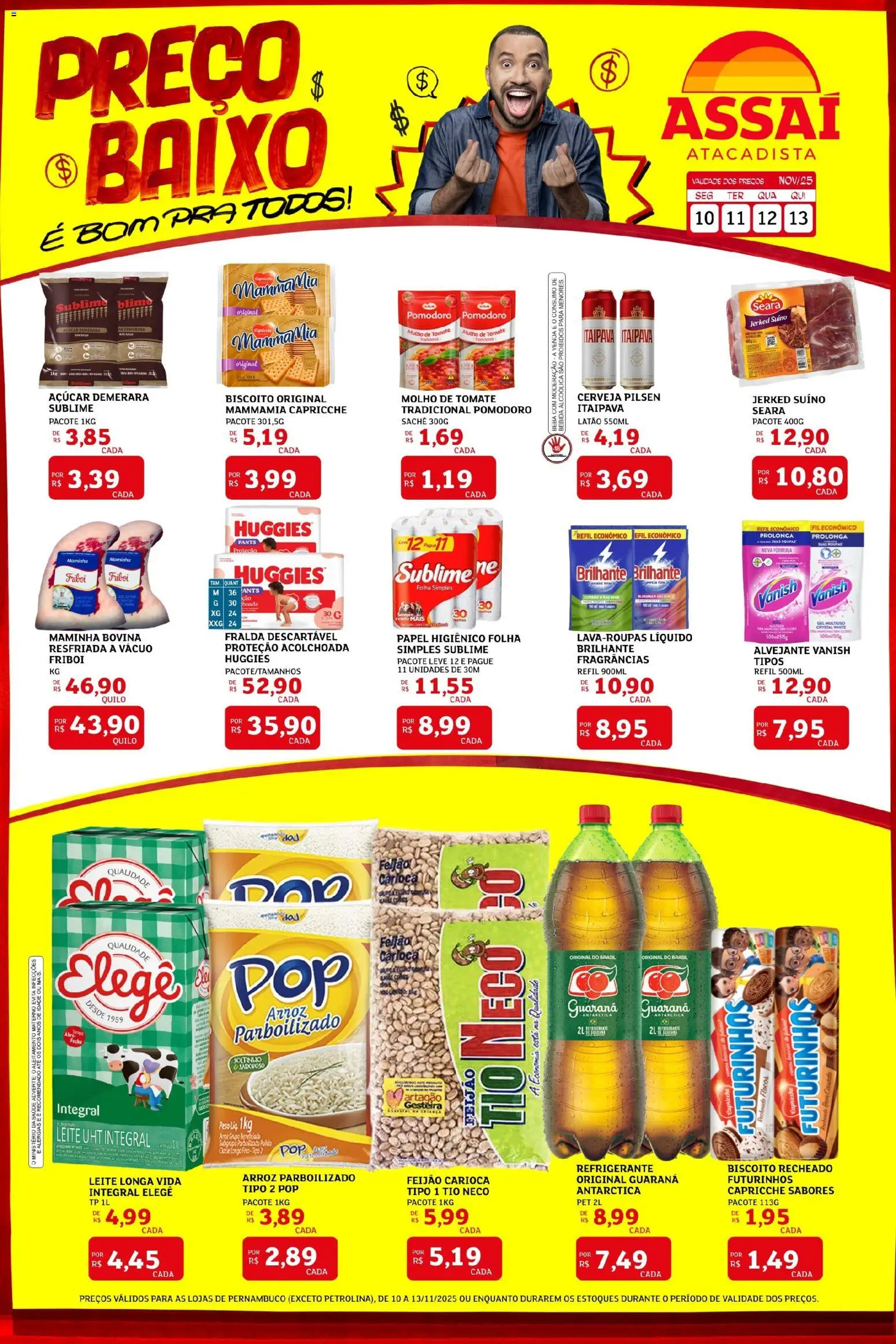 Assaí Atacadista Folheto - válido de 10.11.2025 | Página: 1 | Produtos: Feijão, Arroz, Açúcar, Biscoito recheado