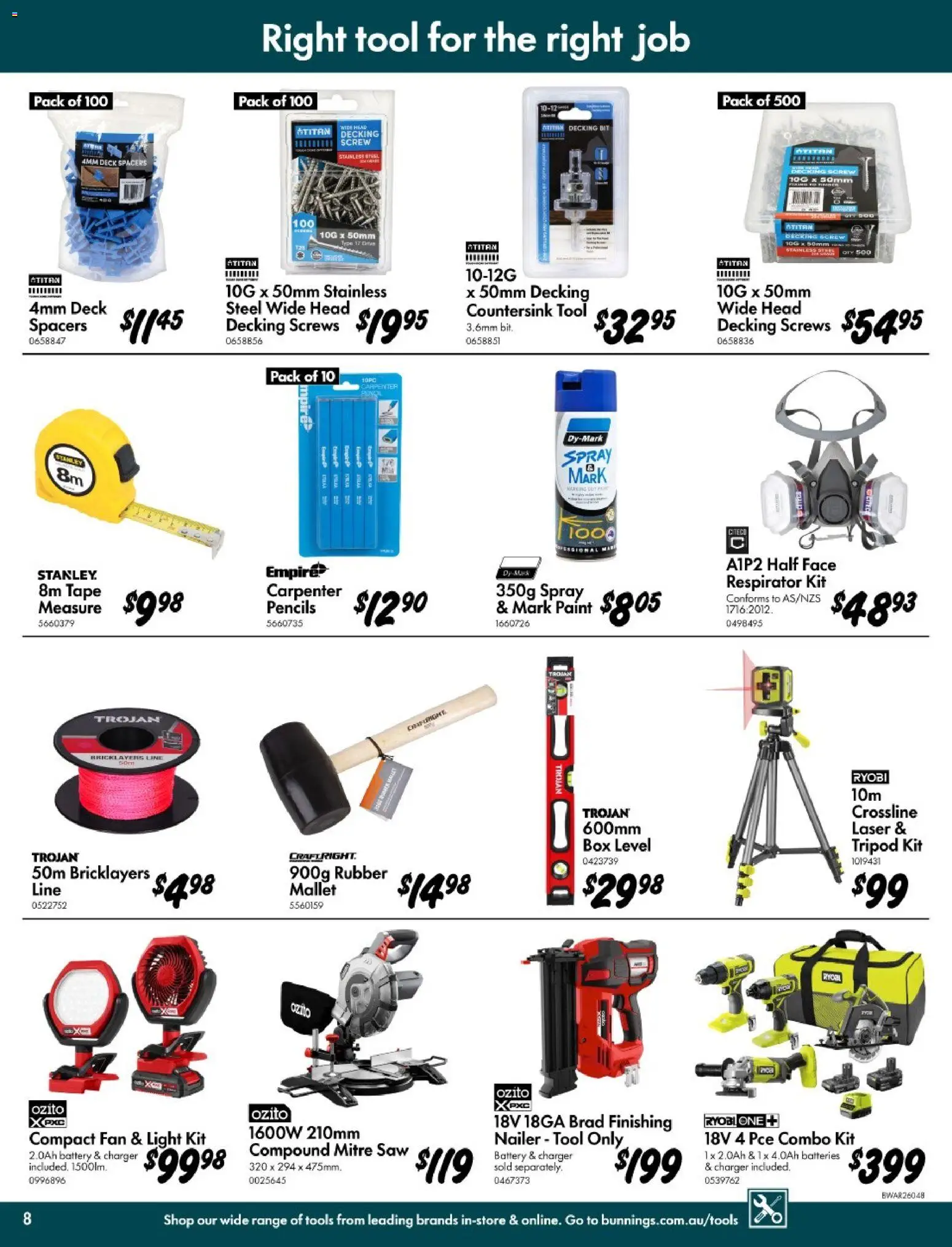Bunnings Warehouse catalogue - valid from 11.03.2026 | Page: 8 | Products: Box, Charger, Light, Tools