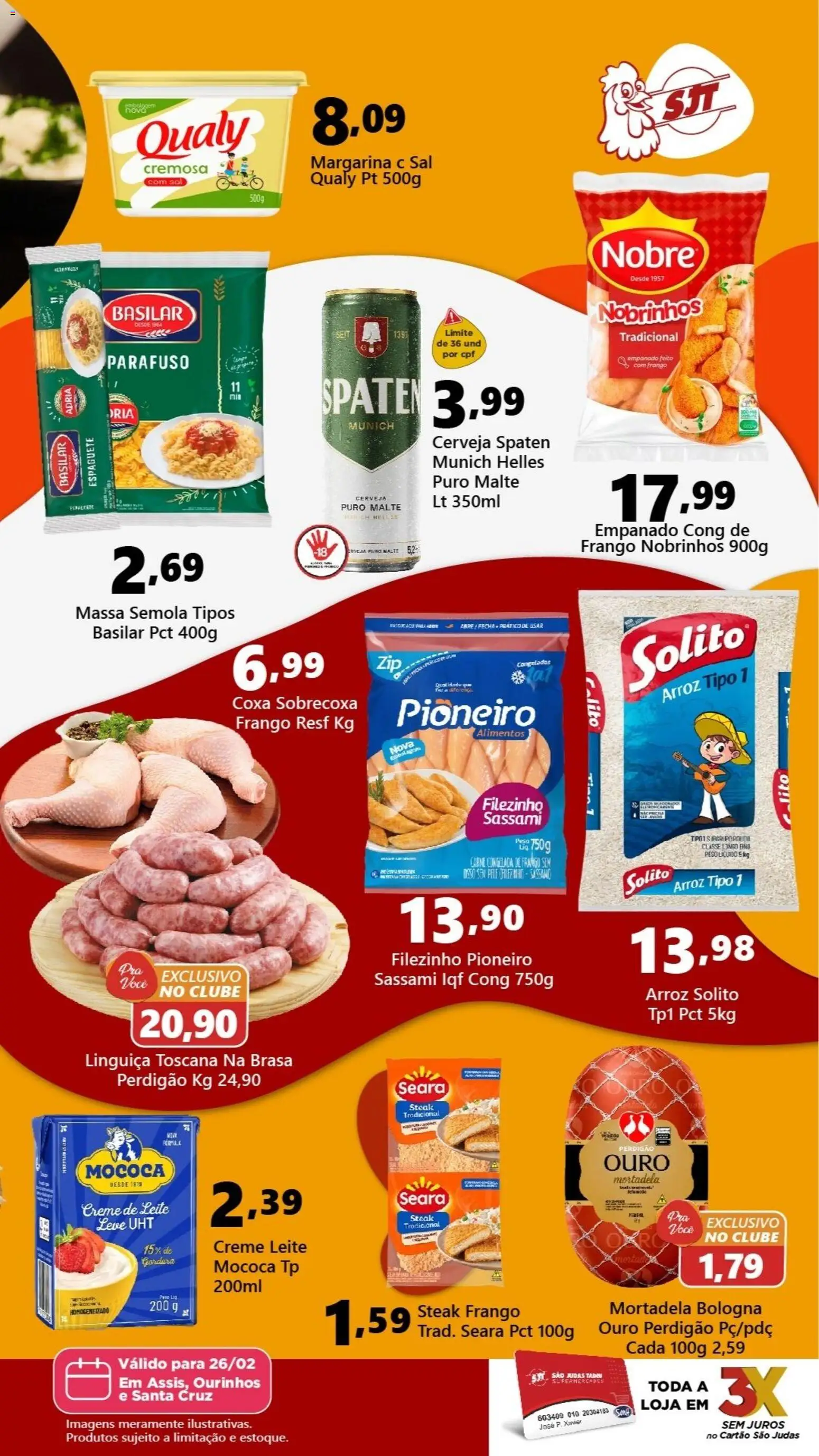 São Judas Tadeu Folheto - válido de 26.02.2026 | Página: 2 | Produtos: Espaguete, Cerveja, Arroz, Frango