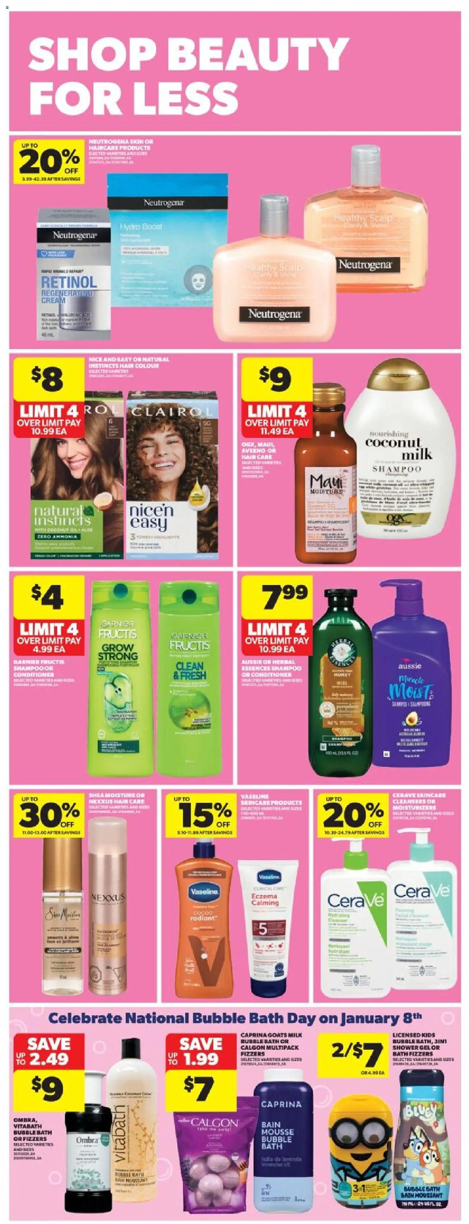 Real Canadian Superstore flyer valid from 08.01.2026 | Page: 33 | Products: Cream, Bubble bath, Bath, Shower